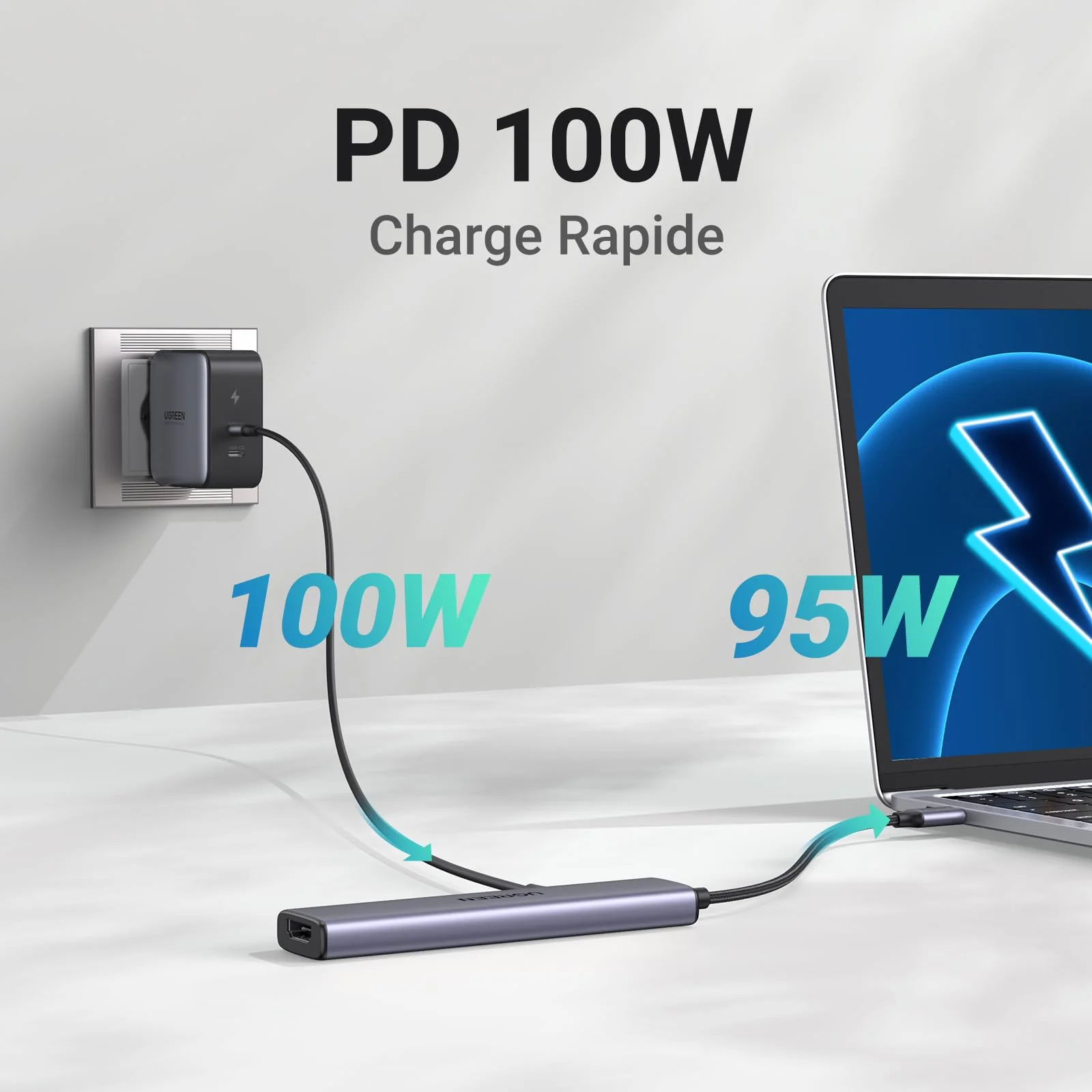UGREEN Revodok Hub USB C HDMI 4K avec PD Charge 100W Aliment - Image 3