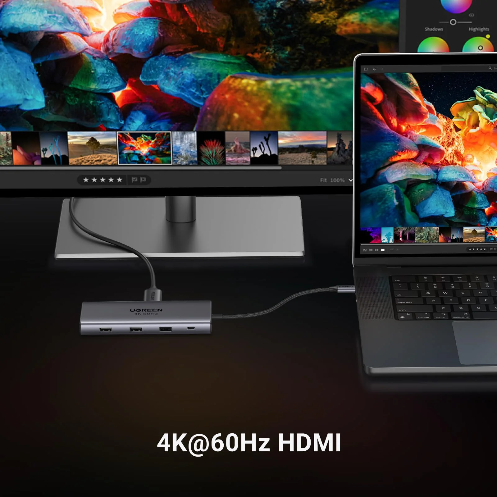UGREEN Revodok Pro 109 Hub USB C 3.2 10Gbps 4K60Hz HDMI RJ45 Ethernet 9 en 1 Adaptateur USB C - Image 4
