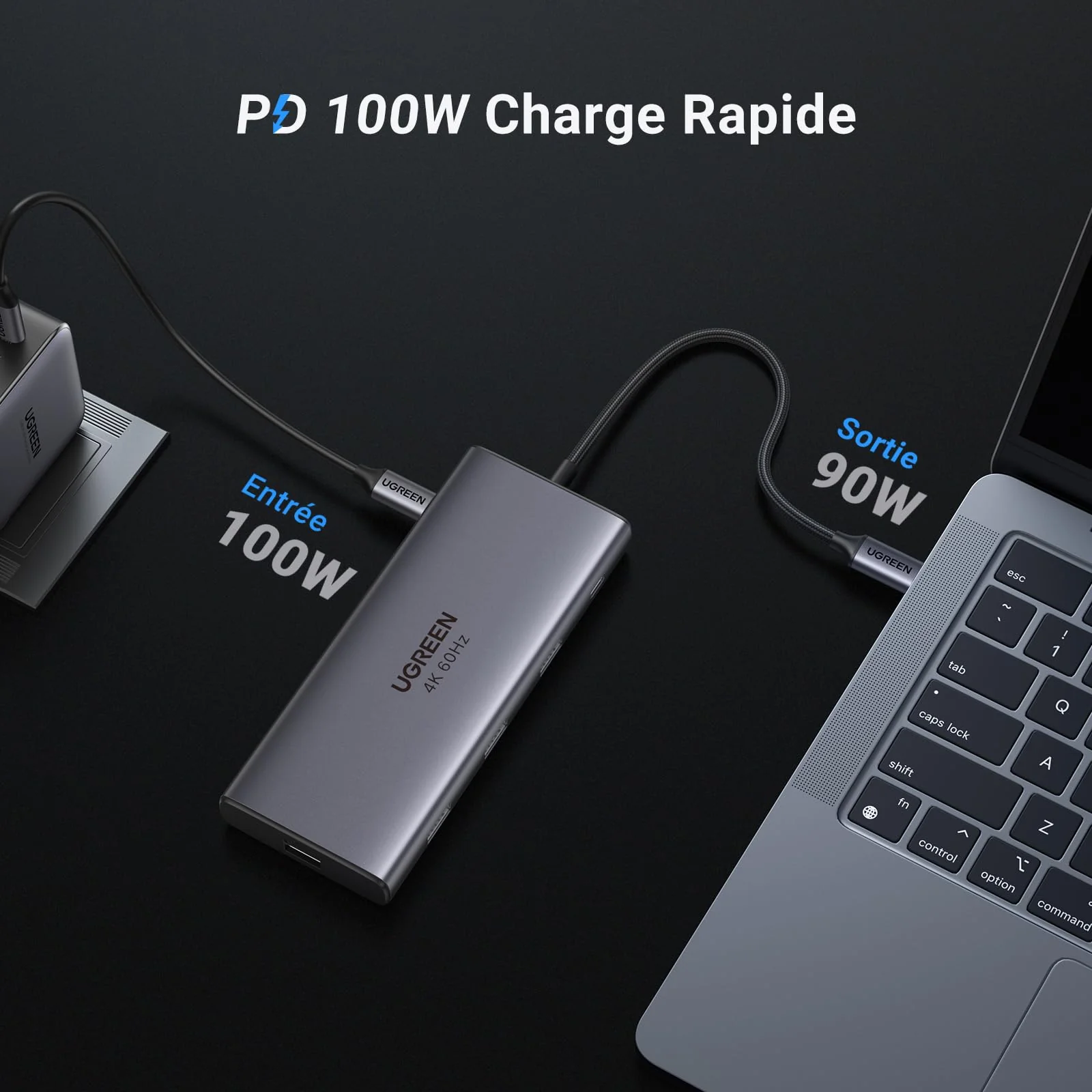 UGREEN Revodok Pro 109 Hub USB C 3.2 10Gbps 4K60Hz HDMI RJ45 Ethernet 9 en 1 Adaptateur USB C - Image 6