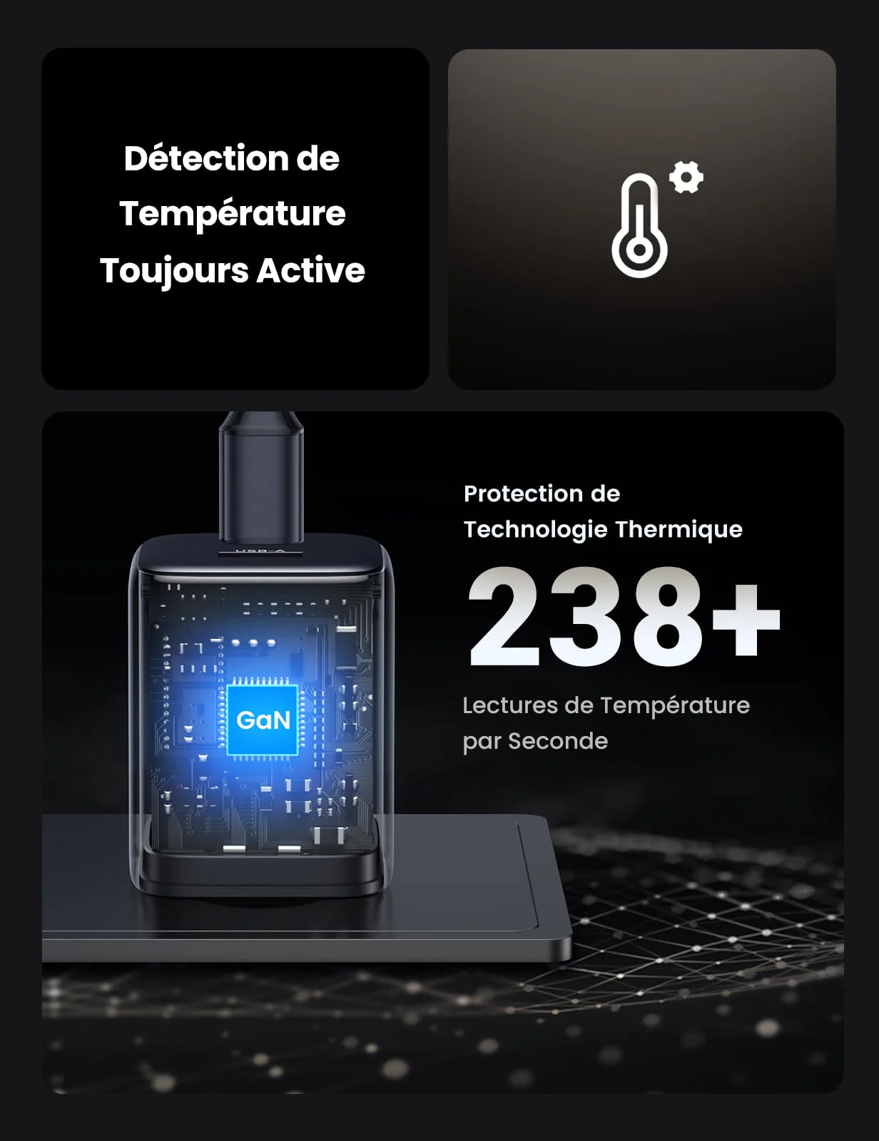 UGREEN Nexode 35W GaN Chargeur USB C Rapide avec Double Prise USB C et USB A - Image 5