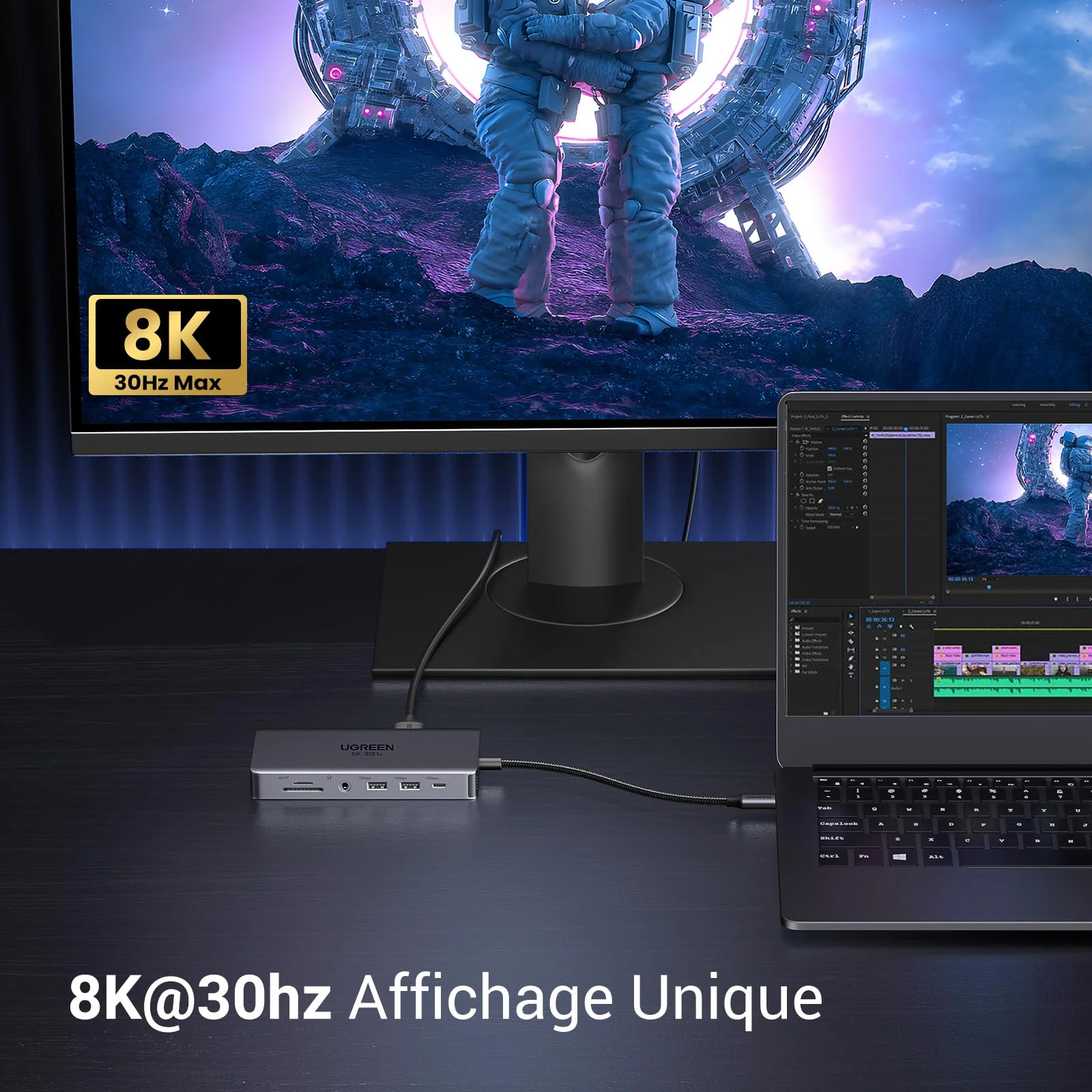 UGREEN Revodok Pro 211 Docking Station USB C 11 en 1 Double HDMI 8K30Hz USB 3.2 10Gbps avec Ethernet RJ45 Hub Adaptateur USB C - Image 4