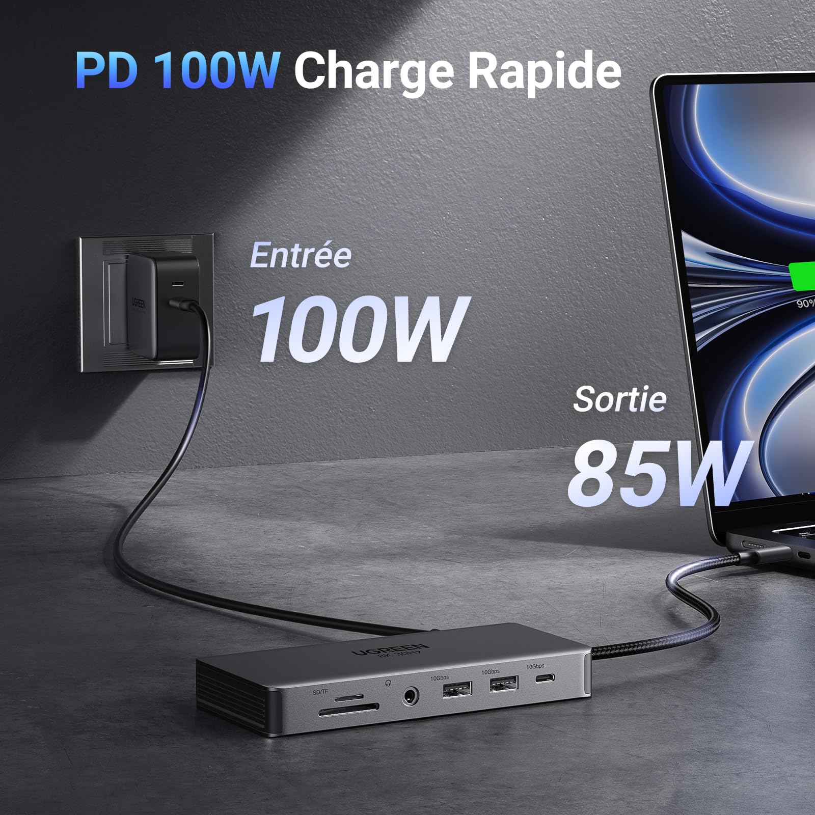 UGREEN Revodok Pro 211 Docking Station USB C 11 en 1 Double HDMI 8K30Hz USB 3.2 10Gbps avec Ethernet RJ45 Hub Adaptateur USB C - Image 7