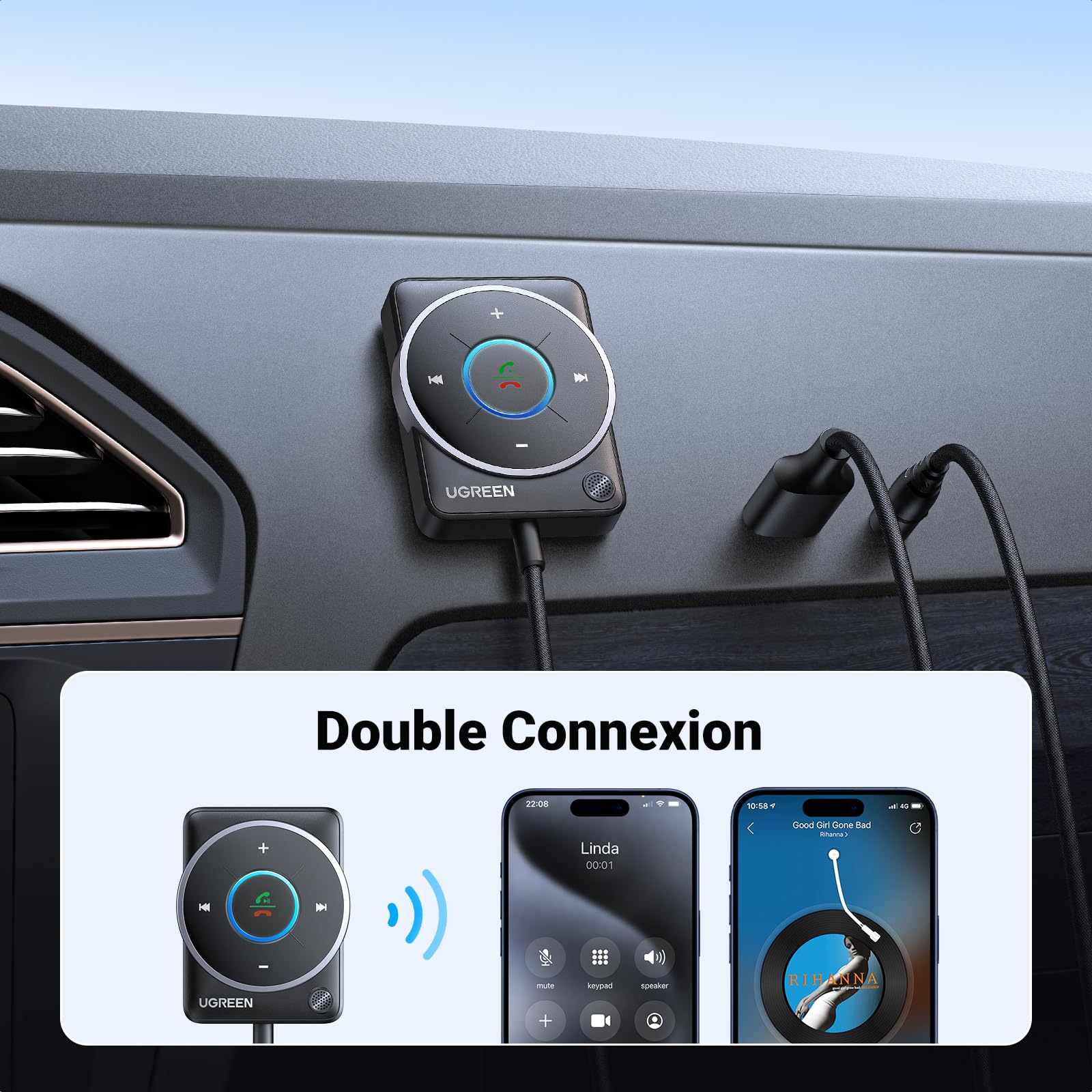 UGREEN Récepteur Bluetooth 5.4 Voiture Adaptateur Bluetooth Jack 3.5mm - Image 7