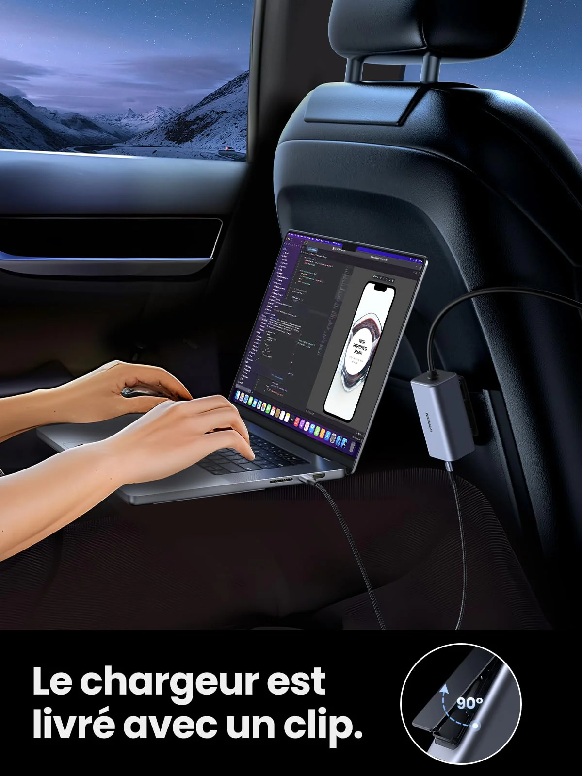 UGREEN 130W Chargeur Allume Cigare USB C GaN PD3.0 QC 4.0 PPS Chargeur Voiture Rapide 4 Ports - Image 10