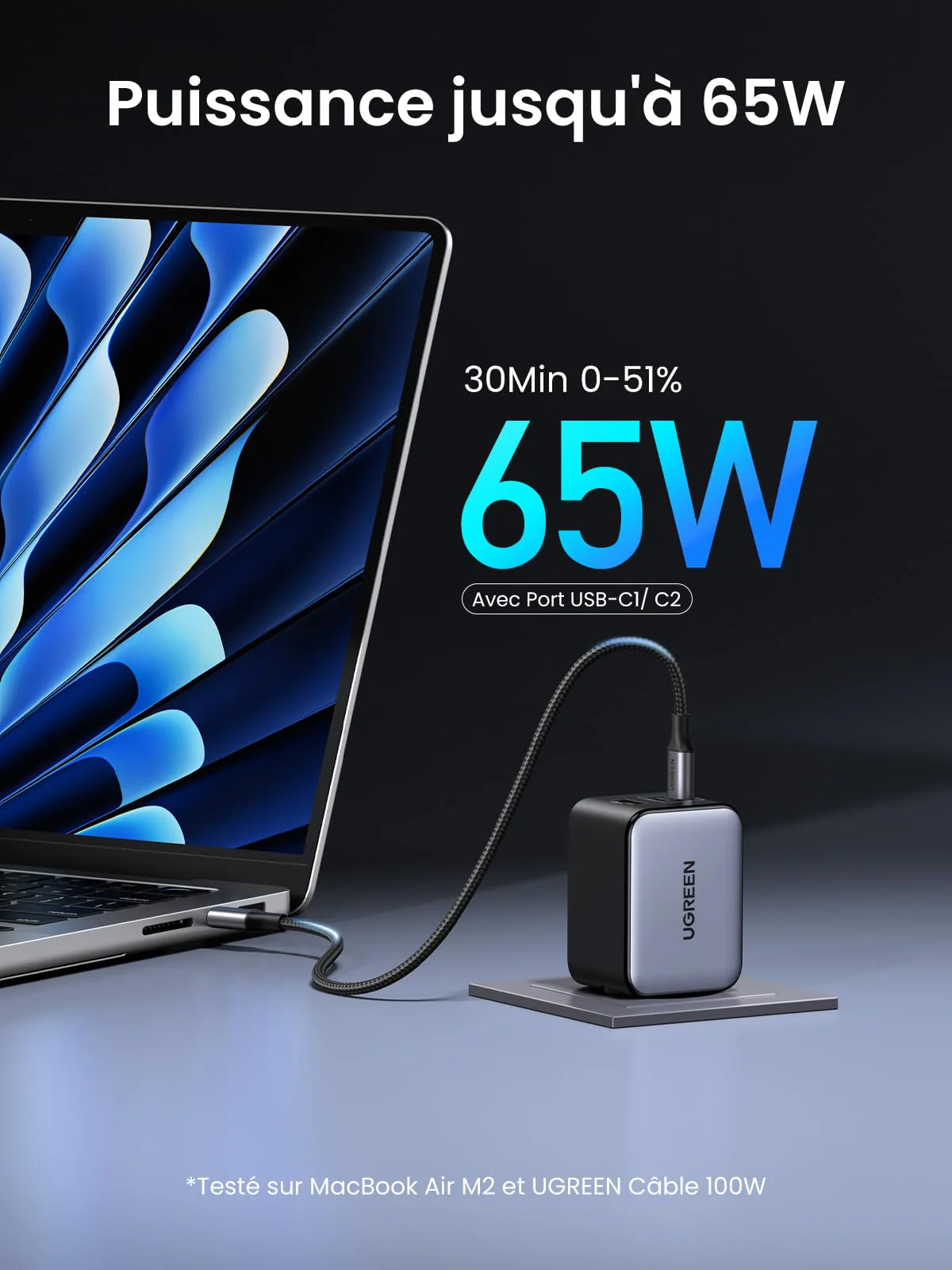 UGREEN Nexode X 65W Chargeur Rapide USB-C à 3 Ports - Image 2