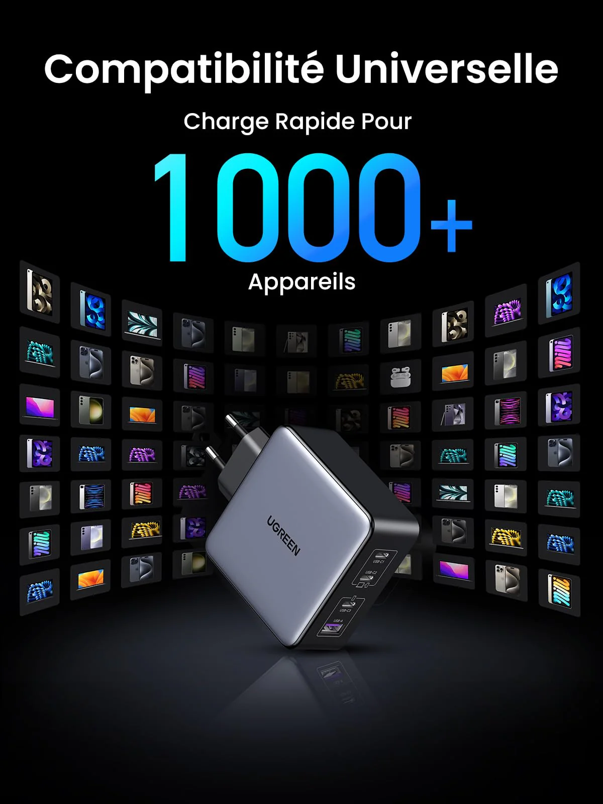 UGREEN Nexode X 160W USB C Chargeur Rapide 4 Ports GaNInfinity Prise USB C Compatible avec iPhone 16 Plus Pro Max 15 14 13 12 11 Galaxy PPS 45W S24 Ultra S23 S22 Pixel iPad MacBook Air Pro M3 M2 M1 - Image 8