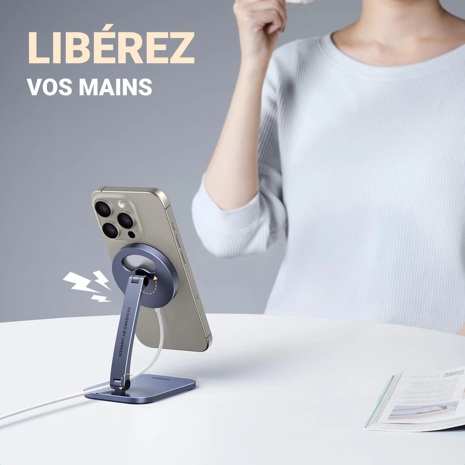 UGREEN Support Téléphone pour Chargeur MagSafe Réglable Stand - Image 5