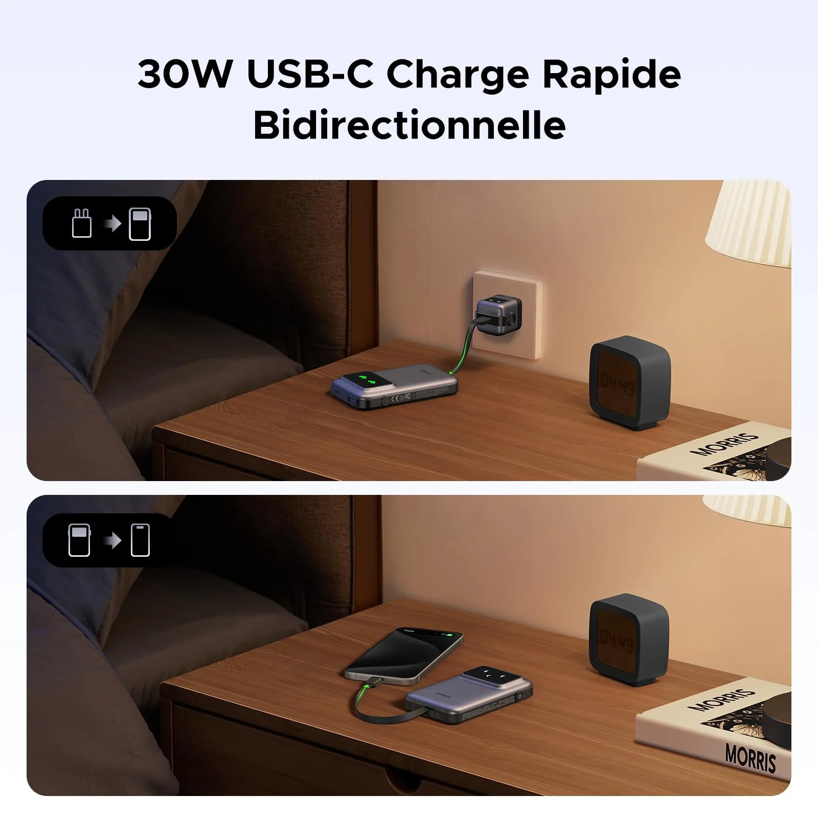 UGREEN Uno Batterie Externe 10000mAh avec Câble USB C PD 30W Emoji Affichage Intelligent - Image 5