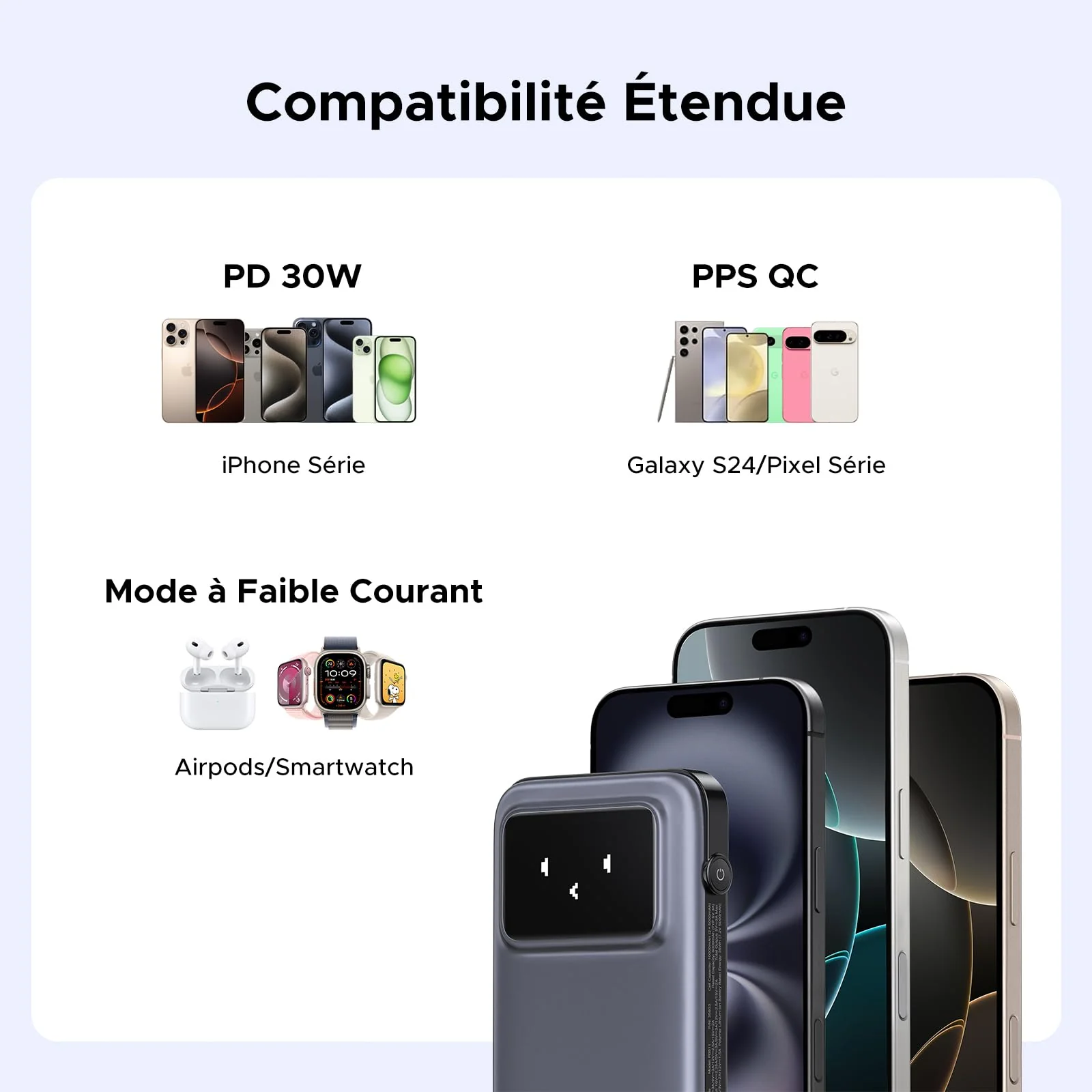 UGREEN Uno Batterie Externe 10000mAh avec Câble USB C PD 30W Emoji Affichage Intelligent - Image 6