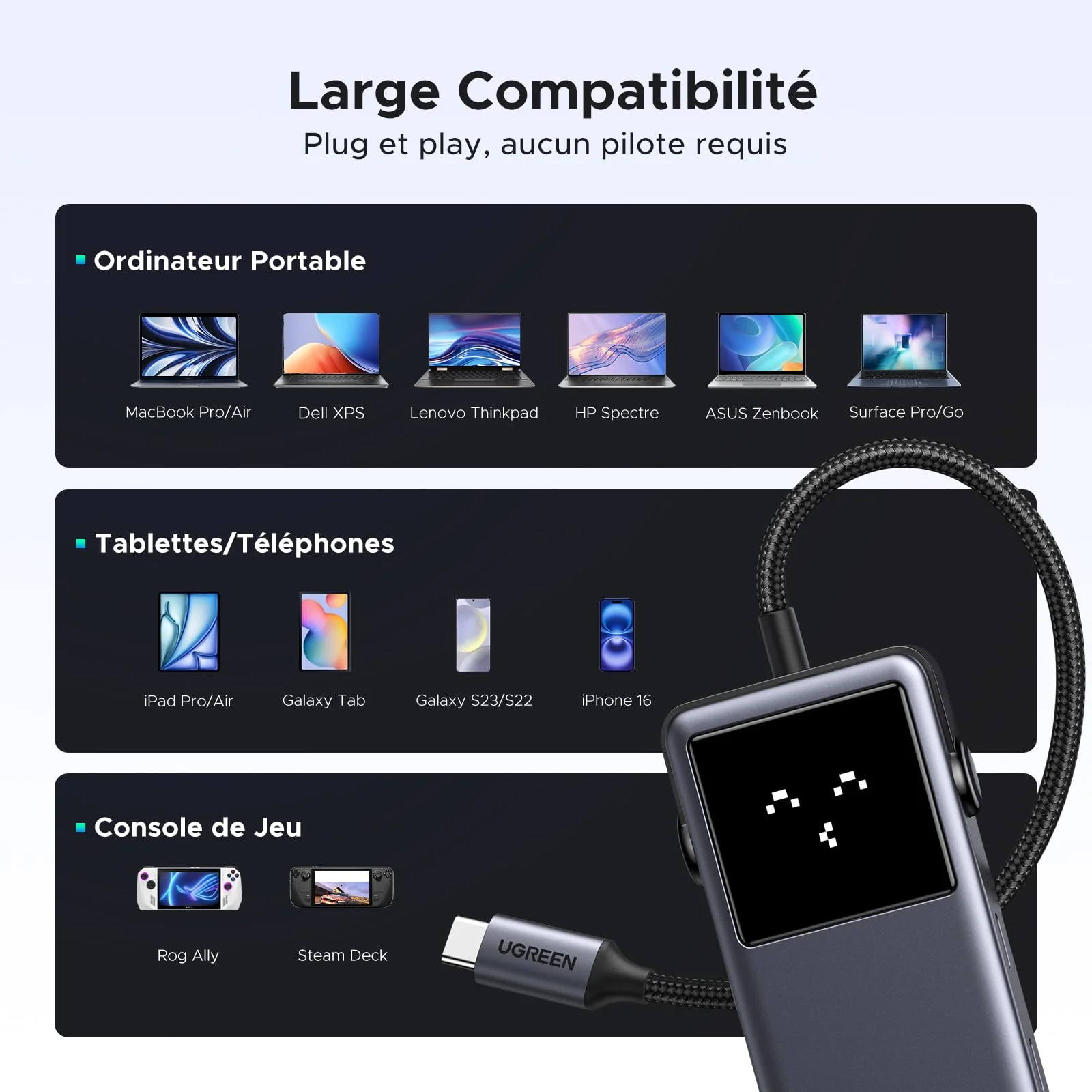 UGREEN Uno 10Gbps Hub USB C HDMI 4K 60Hz 100W PD Charge Adaptateur - Image 6