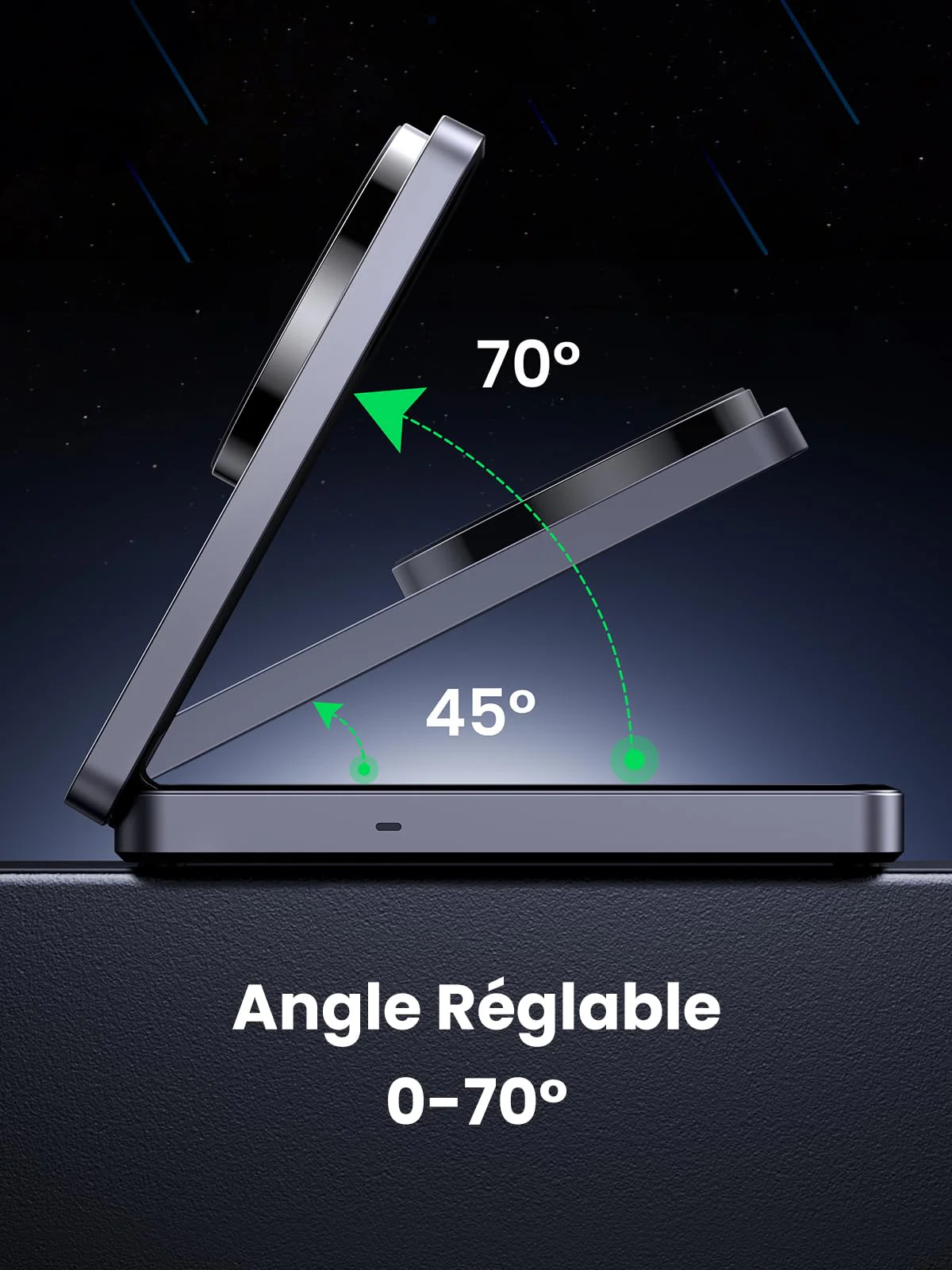 UGREEN MagFlow 2 en 1 Chargeur Induction iPhone Qi Pliable Compatible avec MagSafe - Image 6