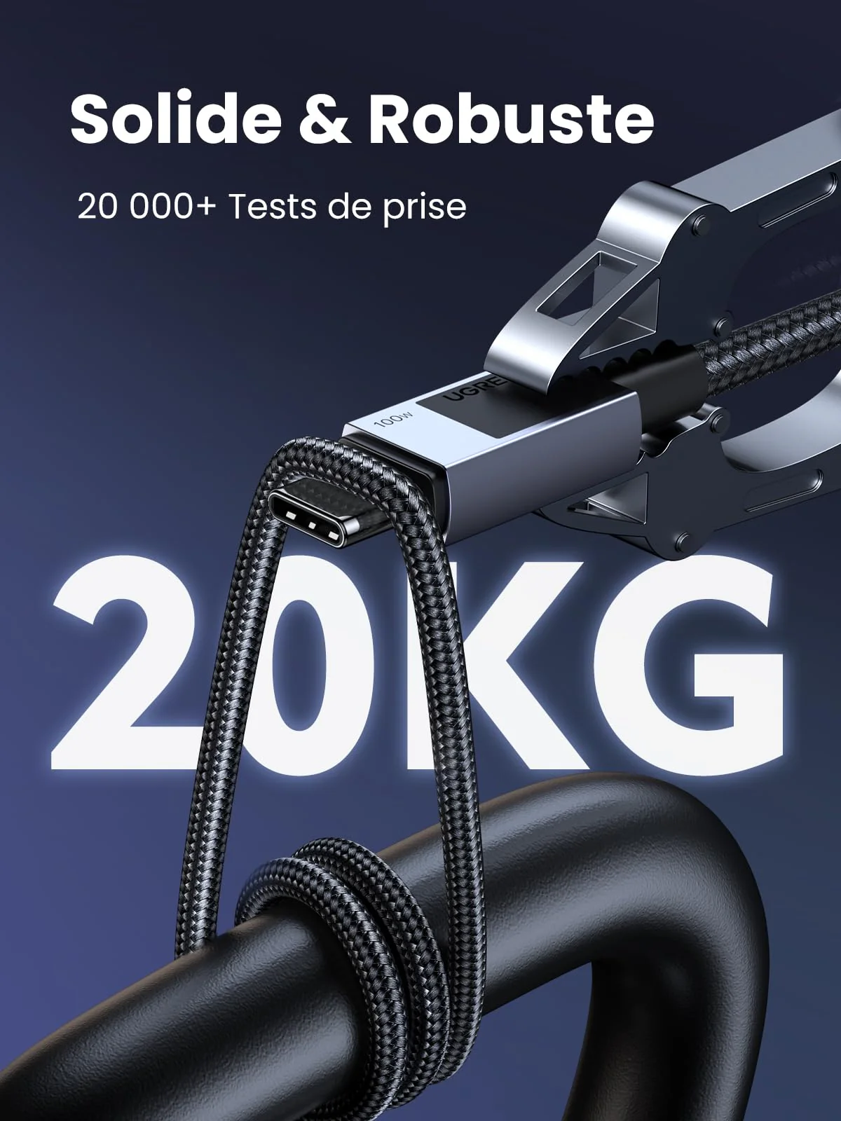 UGREEN Câble USB C PD 100W 20V 5A Charge Rapide QC 4.0 Chargeur Type C Nylon Tressé (1M) - Image 7