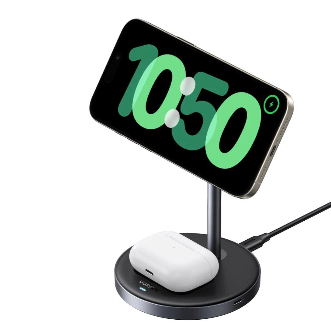 UGREEN MagFlow Chargeur Sans Fil 2-en-1 (Qi2 15W, Compatible MagSafe) - Image 2