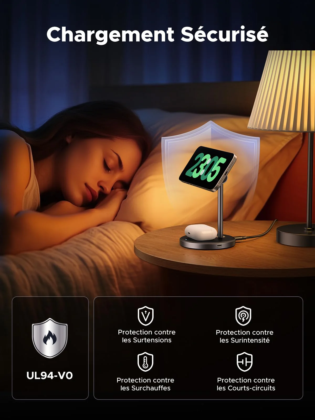 UGREEN MagFlow Chargeur Sans Fil 2-en-1 (Qi2 15W, Compatible MagSafe) - Image 7