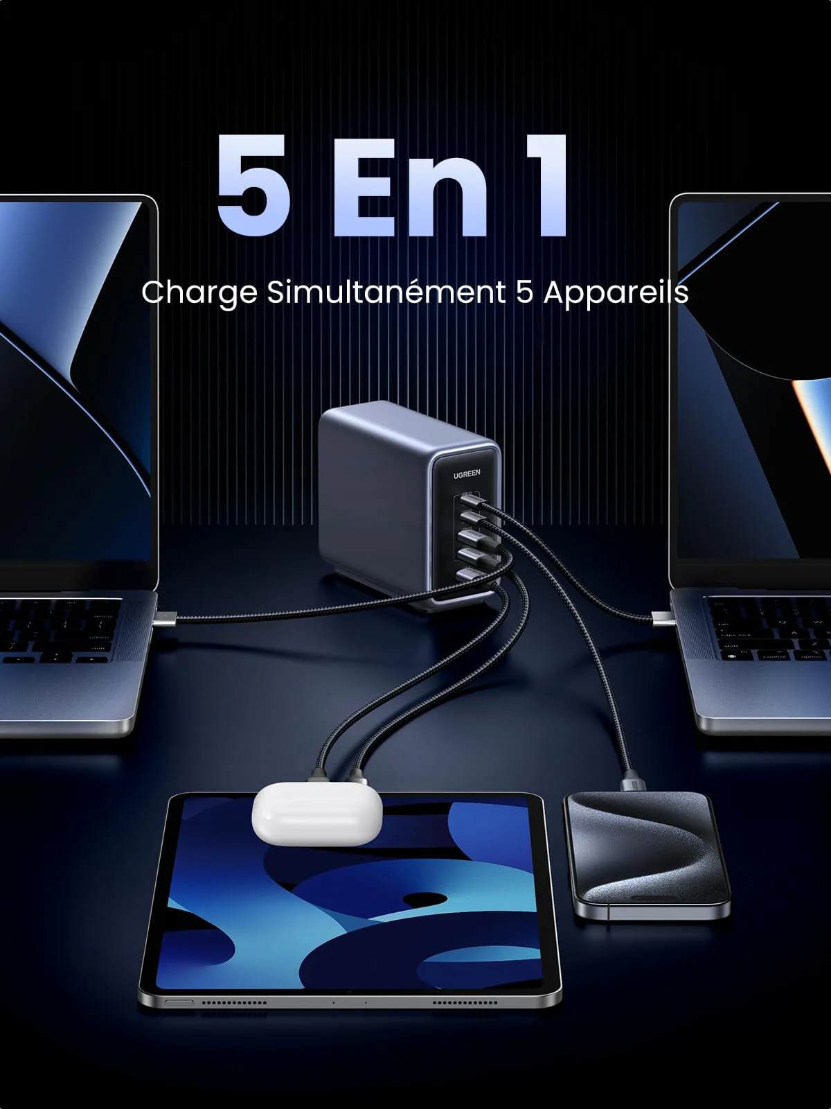 UGREEN 300W Nexode USB C Chargeur Station PD 3.1 140W Charge Rapide Prise Secteur Bureau GaN Tech - Image 4