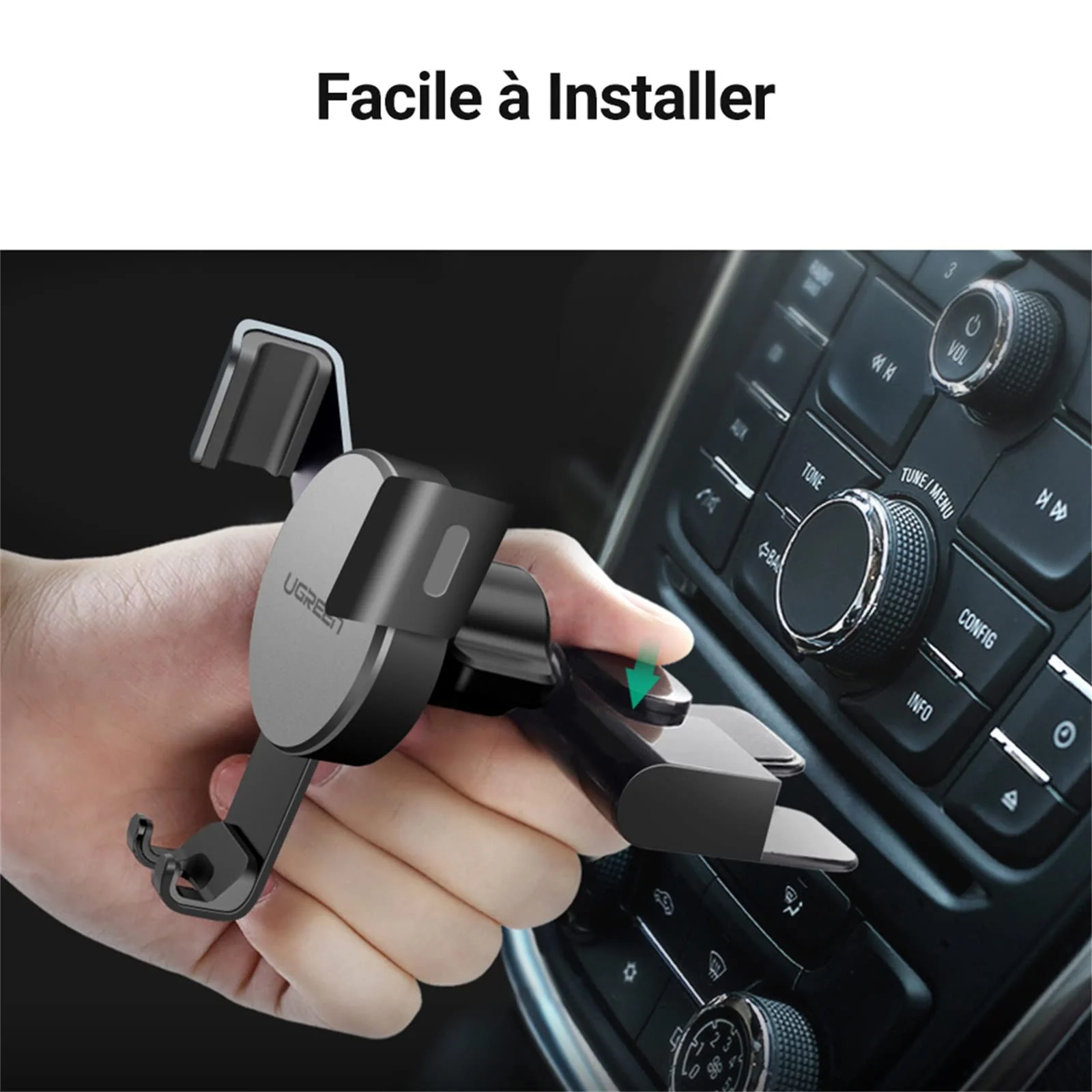 UGREEN Support Téléphone Voiture à Fente CD en Aluminium Porte Portable - Image 7