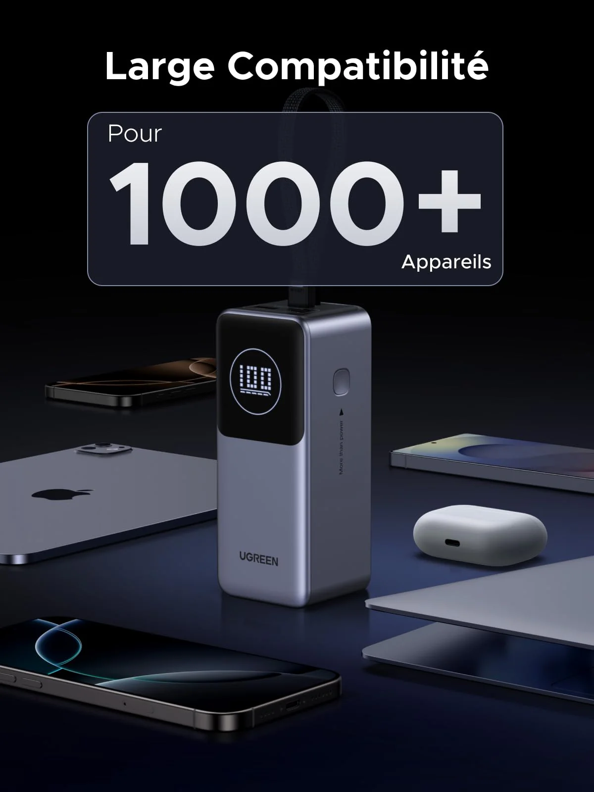 UGREEN Nexode 130W Batterie Externe 20000mAh Câble USB C Intégré 100W 2 Ports Power Bank Portable Charge Rapide PD 3.0 Compatible avec iPhone 17 16 15 14 Air Plus Pro Max Galaxy S25 S24 MacBook iPad - Image 8