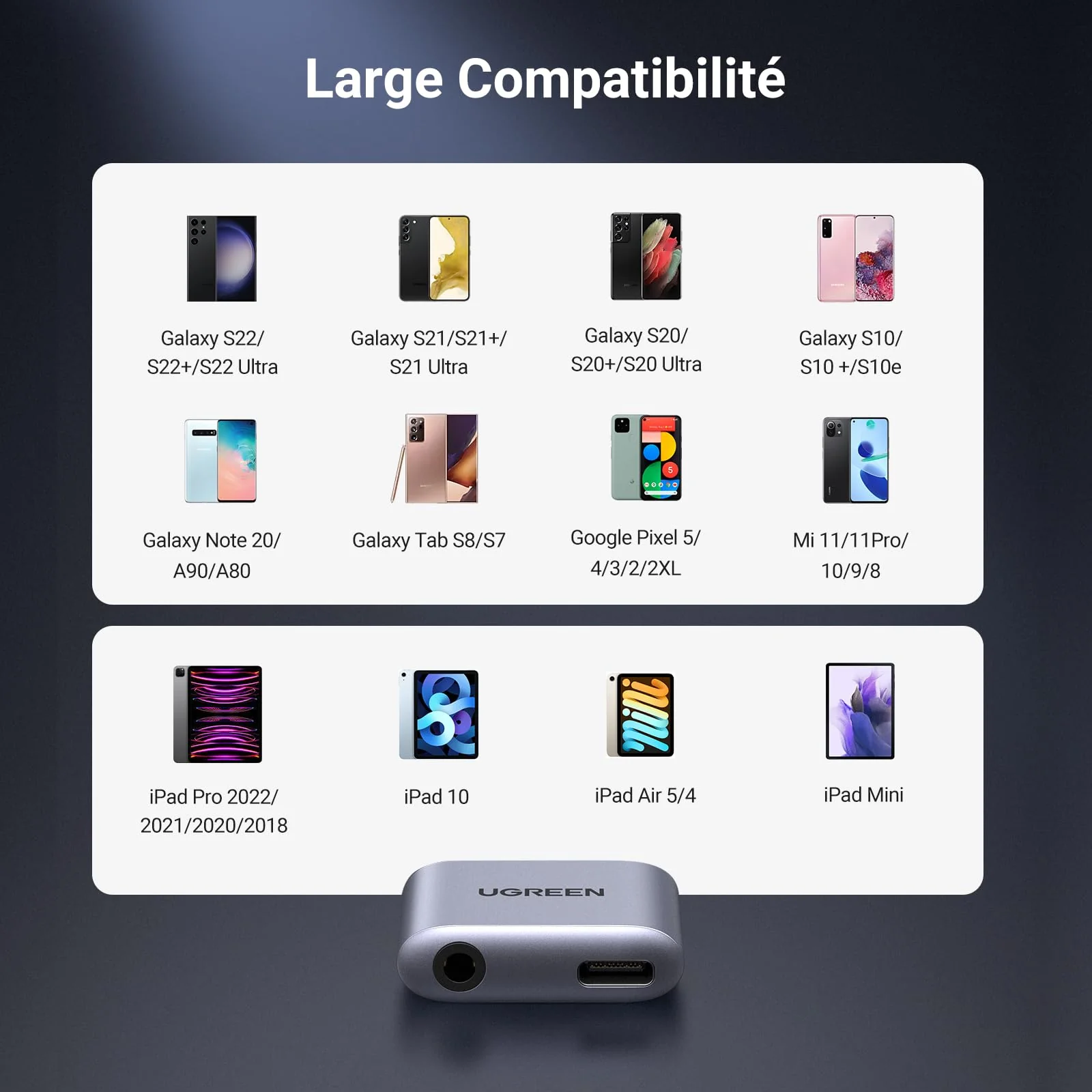 UGREEN 2 en 1 Adaptateur USB C vers Jack 3.5mm Supporte Audio et Charge Rapide 60W PD - Image 5