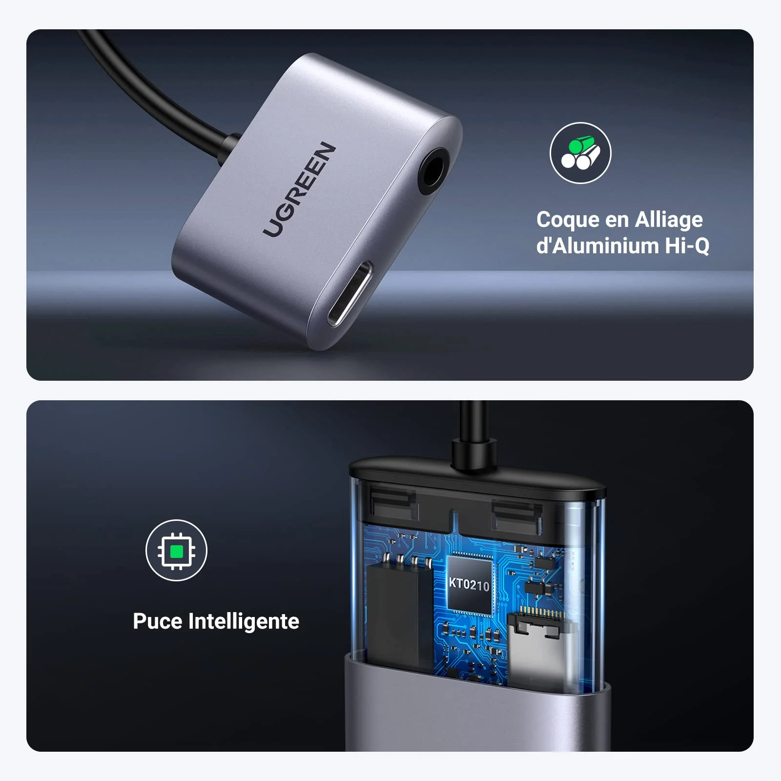UGREEN 2 en 1 Adaptateur USB C vers Jack 3.5mm Supporte Audio et Charge Rapide 60W PD - Image 7