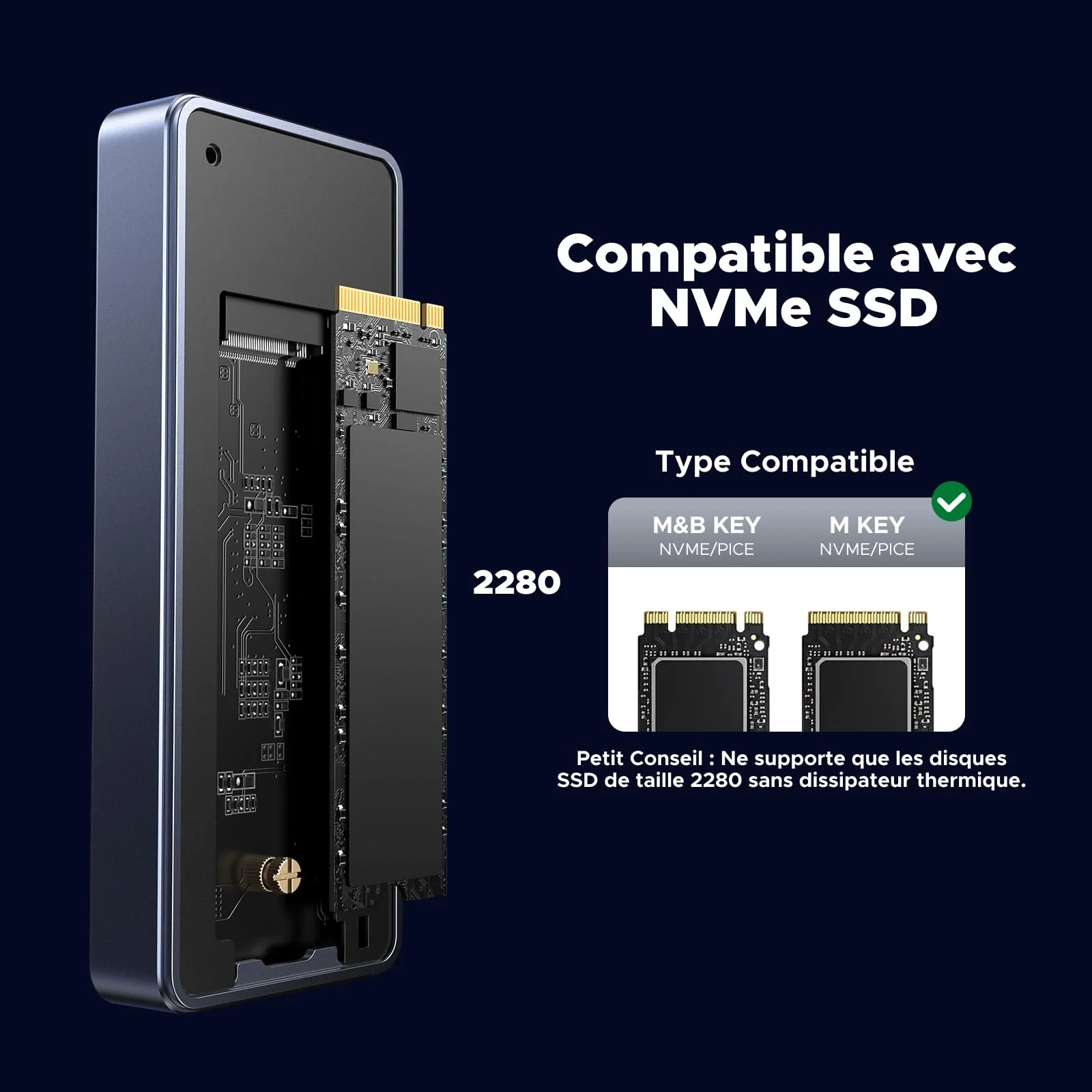 UGREEN Boîtier SSD M2 40Gbps avec Puce JHL7440 Boîtier NVMe Compatible avec USB 4 et Thunderbolt 4/3 Adaptateur Disque Dur Externe pour M.2 2280 Compatible avec iPhone 17 Pro Max Air MacBook PC PS5 - Image 5