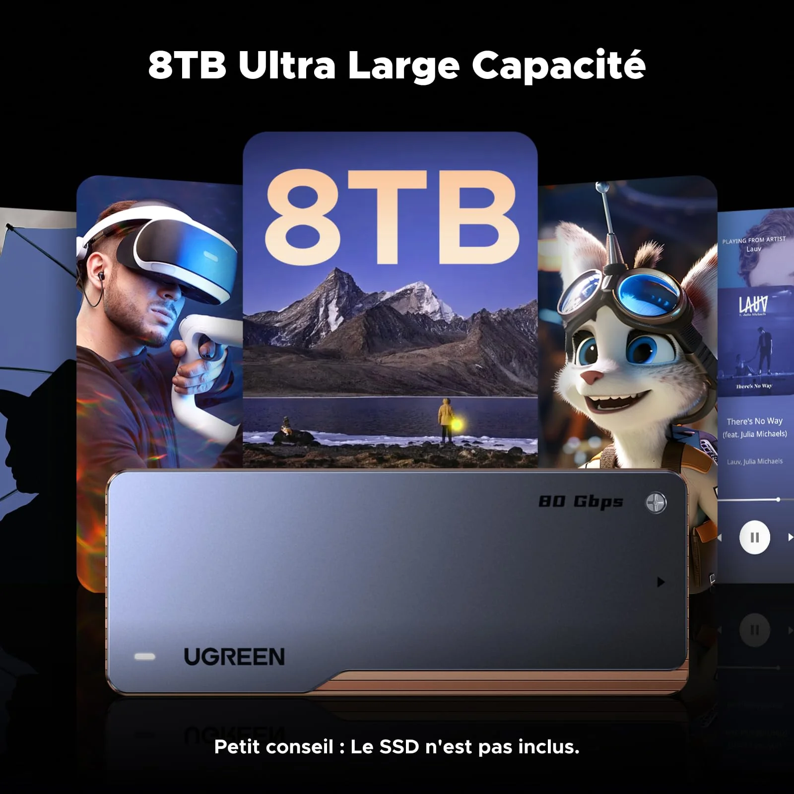 UGREEN Boîtier SSD M2 40Gbps avec Puce JHL7440 Boîtier NVMe Compatible avec USB 4 et Thunderbolt 4/3 Adaptateur Disque Dur Externe pour M.2 2280 Compatible avec iPhone 17 Pro Max Air MacBook PC PS5 - Image 7
