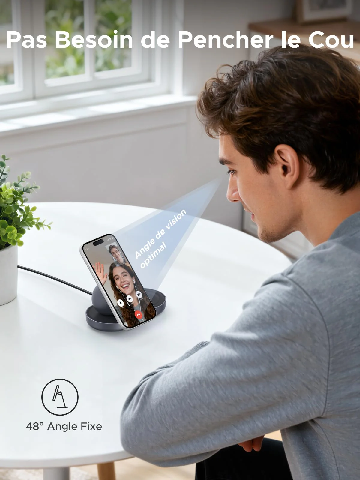 UGREEN MagFlow Qi2 15W Chargeur Induction iPhone 2 en 1 Certifié Ergonomique Compatible avec MagSafe iPhone 17 16 15 14 13 12 Air Plus Pro Max AirPods 4 3 Pro 3 2 1 Chargeur sans Fil Magnétique - Image 4