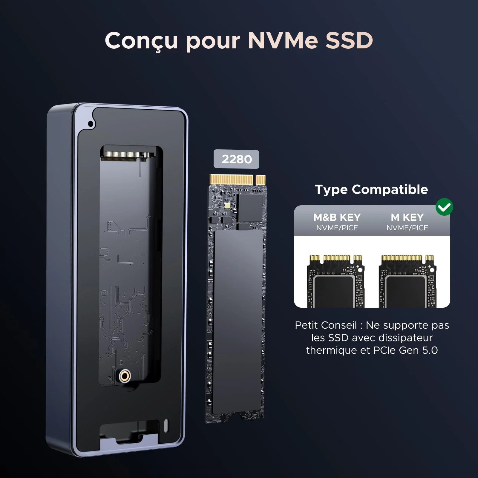 UGREEN Boîtier M.2 NVMe SSD USB4 80Gbps Compatible Thunderbolt 5/4 - Image 7