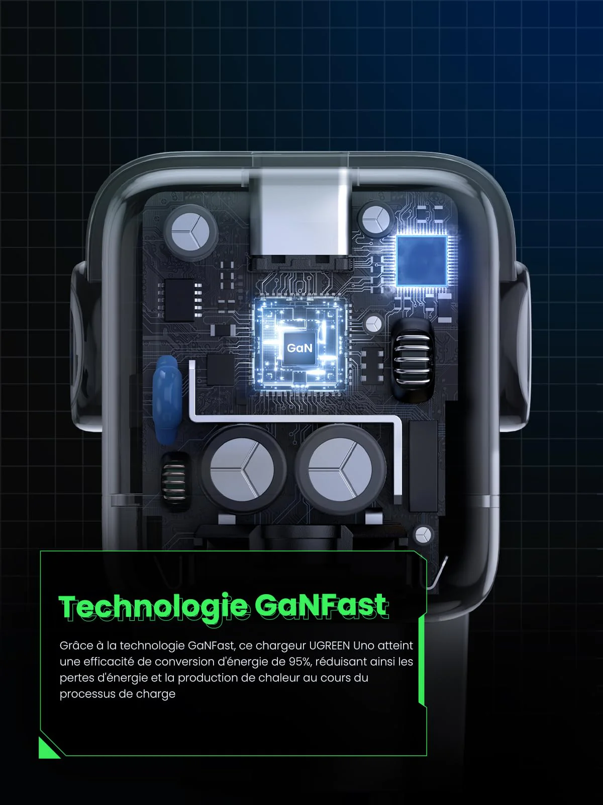 UGREEN Nexode Uno 65W Chargeur USB C Rapide 3 Ports (Noir) - Image 6