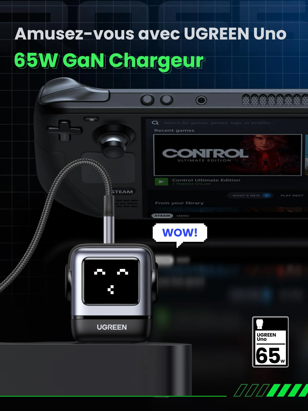 UGREEN Nexode Uno 65W Chargeur USB C Rapide 3 Ports (Noir) - Image 7