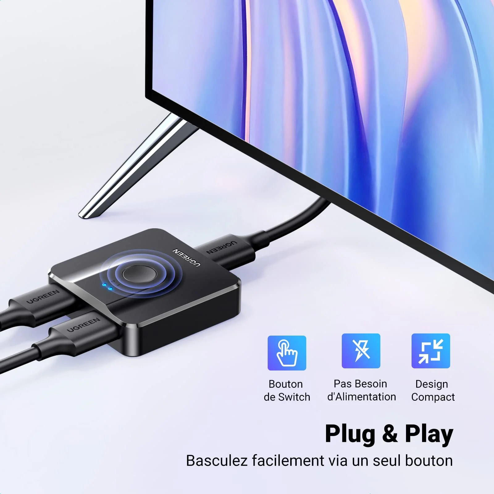 UGREEN Switch HDMI 4K 60Hz Commutateur HDMI Bidirectionnel - Image 4
