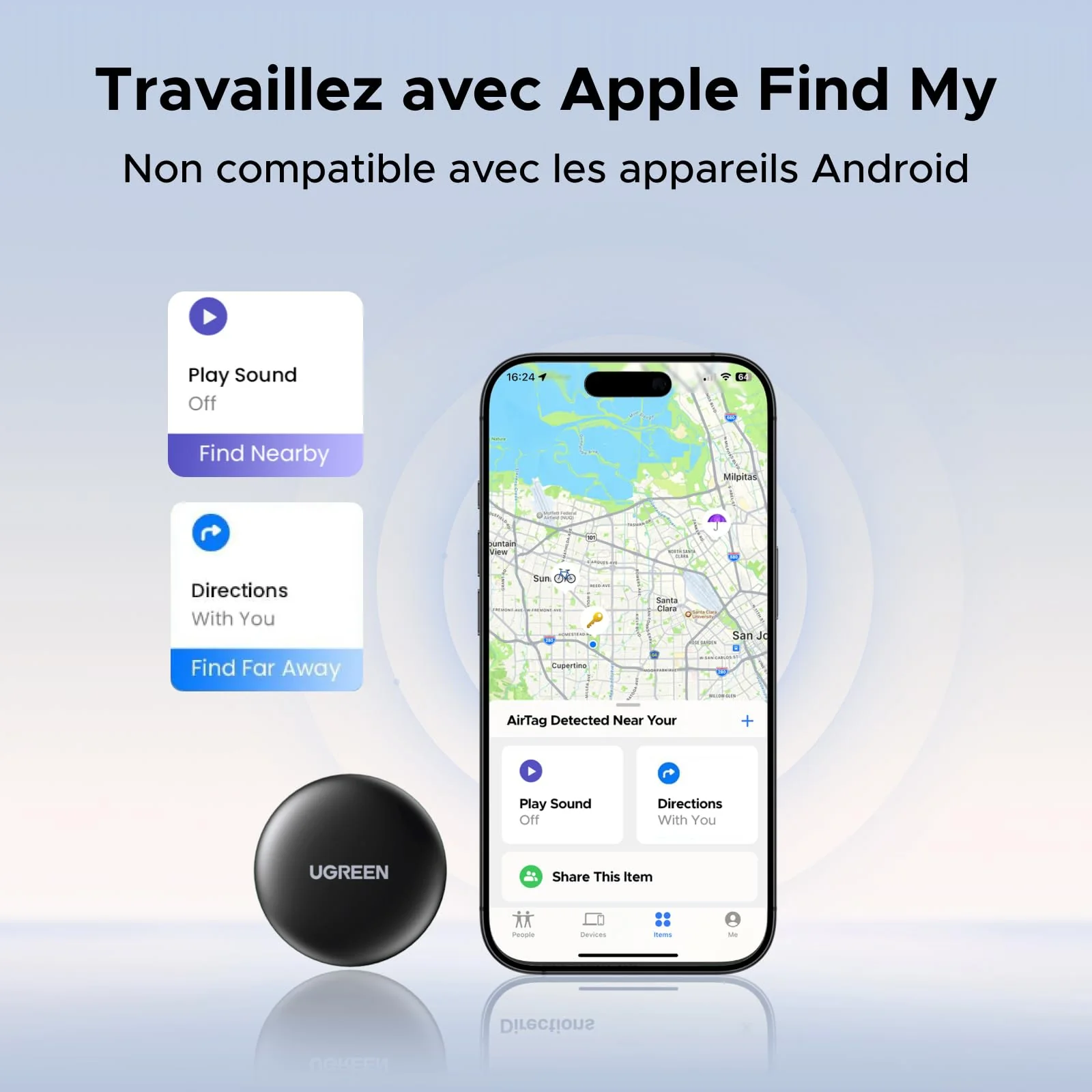 UGREEN FineTrack Mini Traceur Bluetooth (iOS Uniquement, Lot de 2) - Image 2