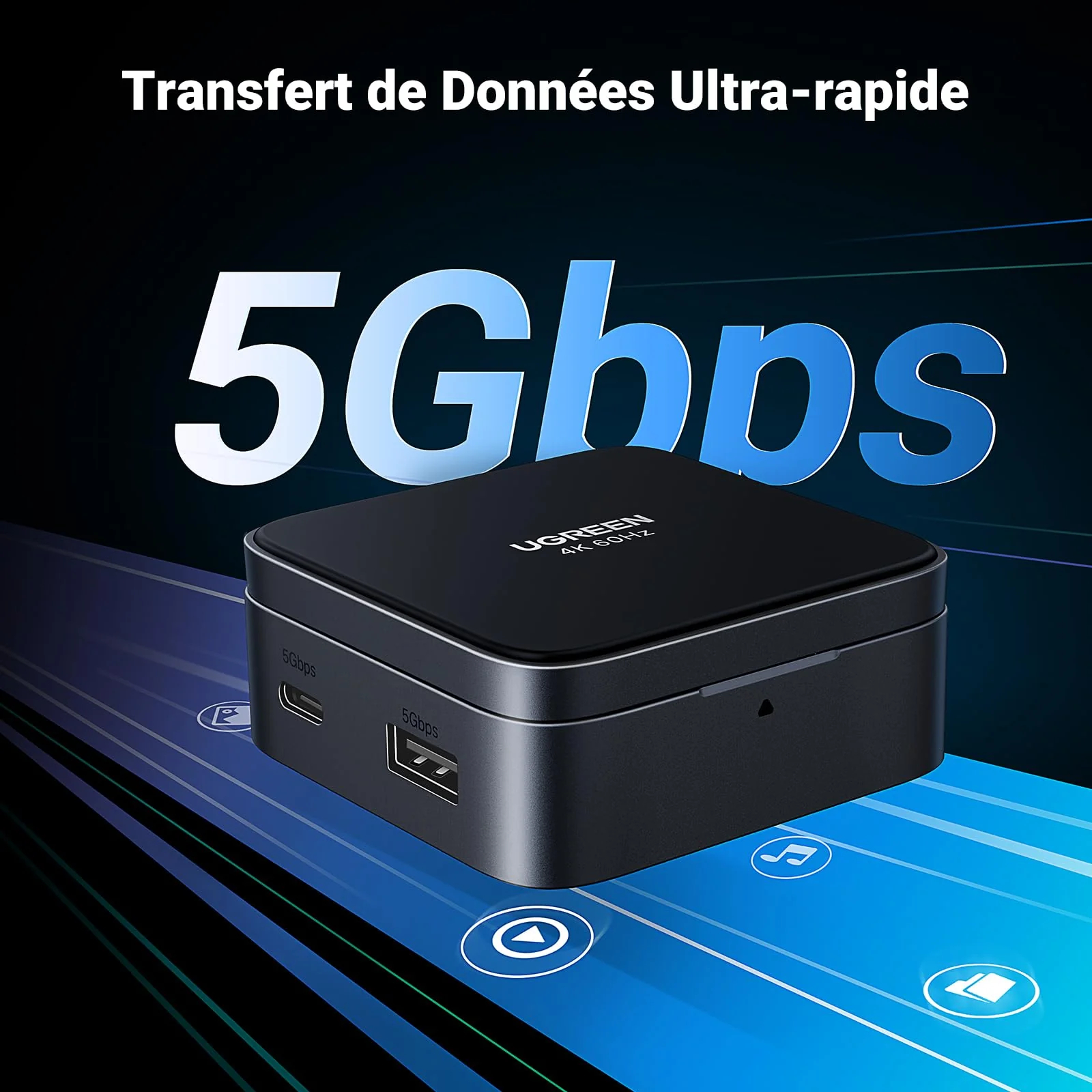 UGREEN Hub USB-C Magnétique Pliable 5Gbps PD 100W - Image 7