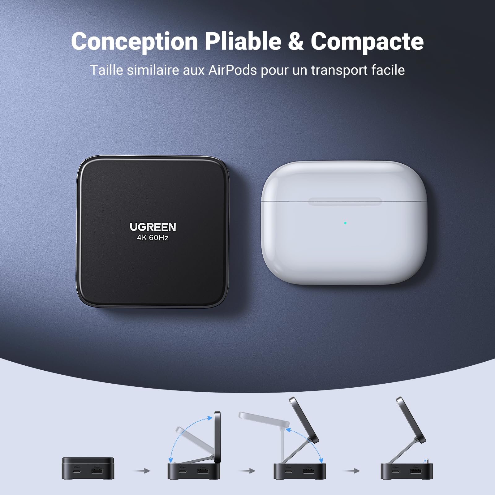 UGREEN Hub USB-C Magnétique Pliable 5Gbps PD 100W - Image 8