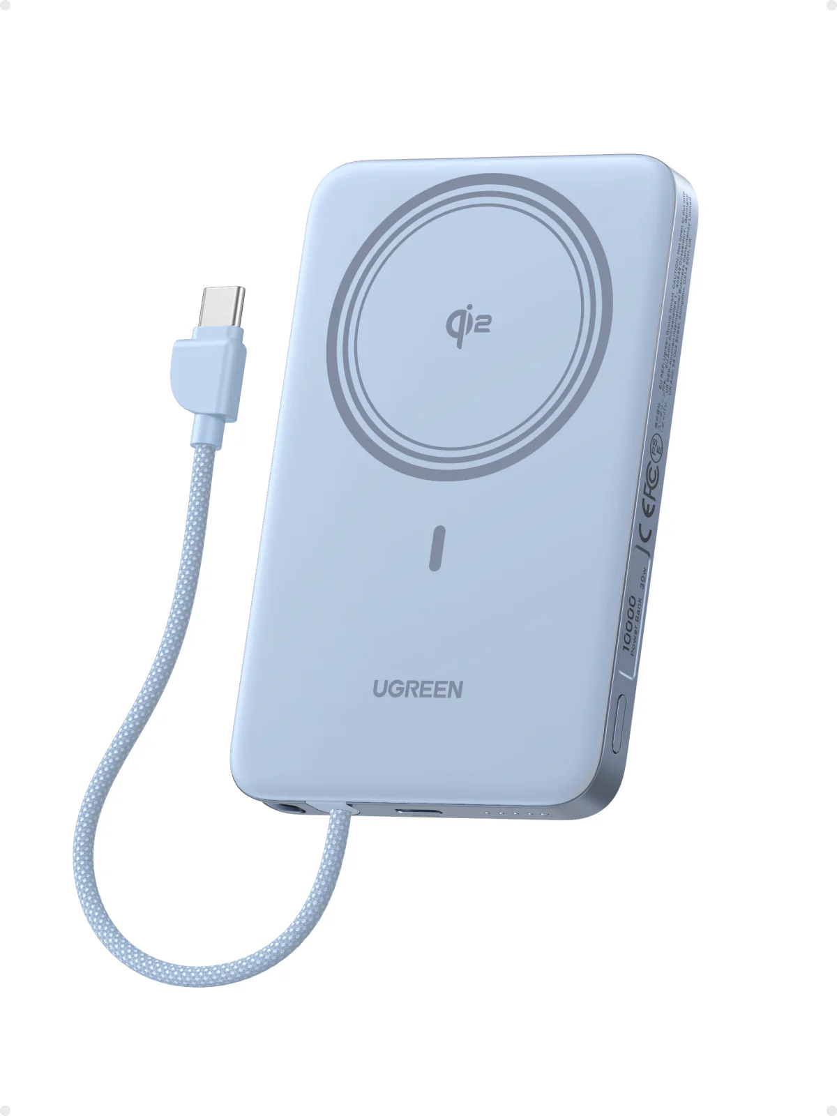 UGREEN MagFlow Air Batterie Externe Magnétique (10 000 mAh, Qi2 15 W, Câble USB-C Intégré) - Image 2