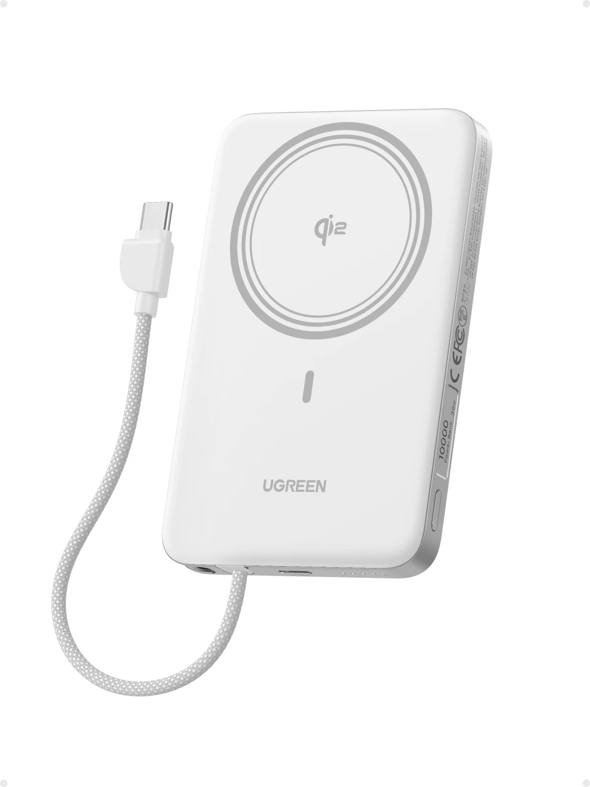 UGREEN MagFlow Air Batterie Externe Magnétique (10 000 mAh, Qi2 15 W, Câble USB-C Intégré) - Image 3