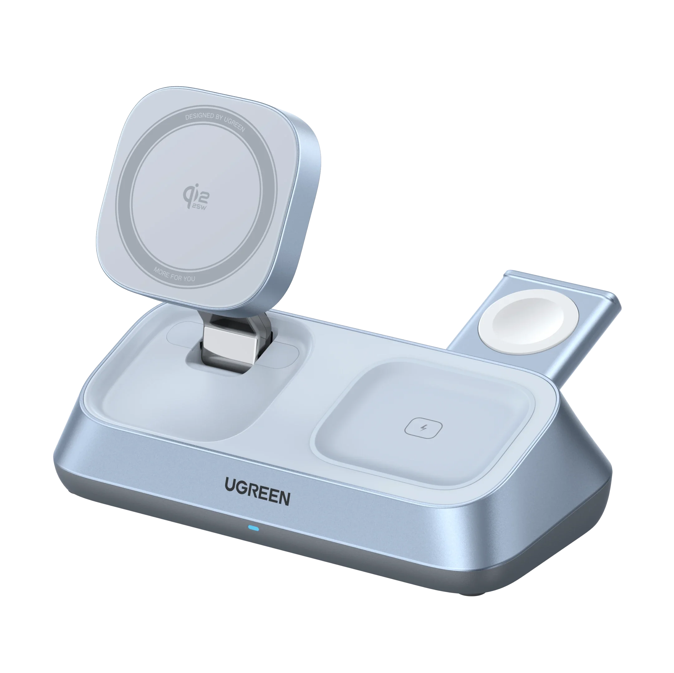 UGREEN MagFlow Chargeur sans fil magnétique 3-en-1 (Qi2 25 W, compatible MagSafe)