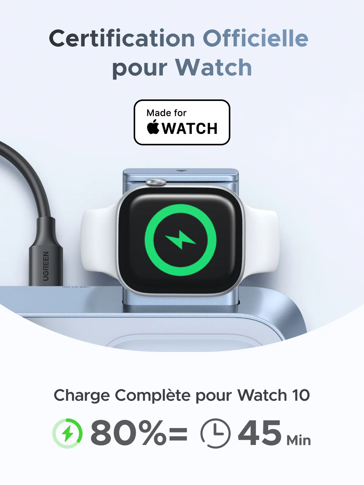 UGREEN MagFlow Chargeur sans fil magnétique 3-en-1 (Qi2 25 W, compatible MagSafe) - Image 4