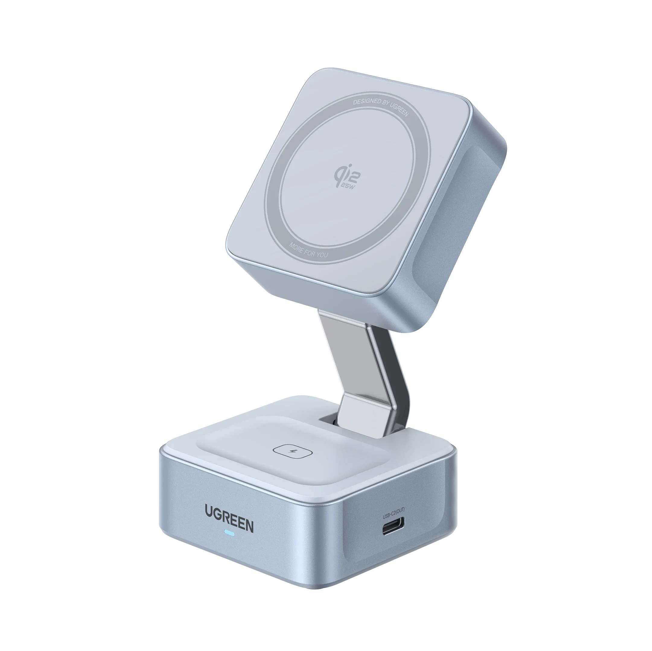 UGREEN MagFlow Chargeur sans fil magnétique 2-en-1 (Qi2 25 W, compatible MagSafe)