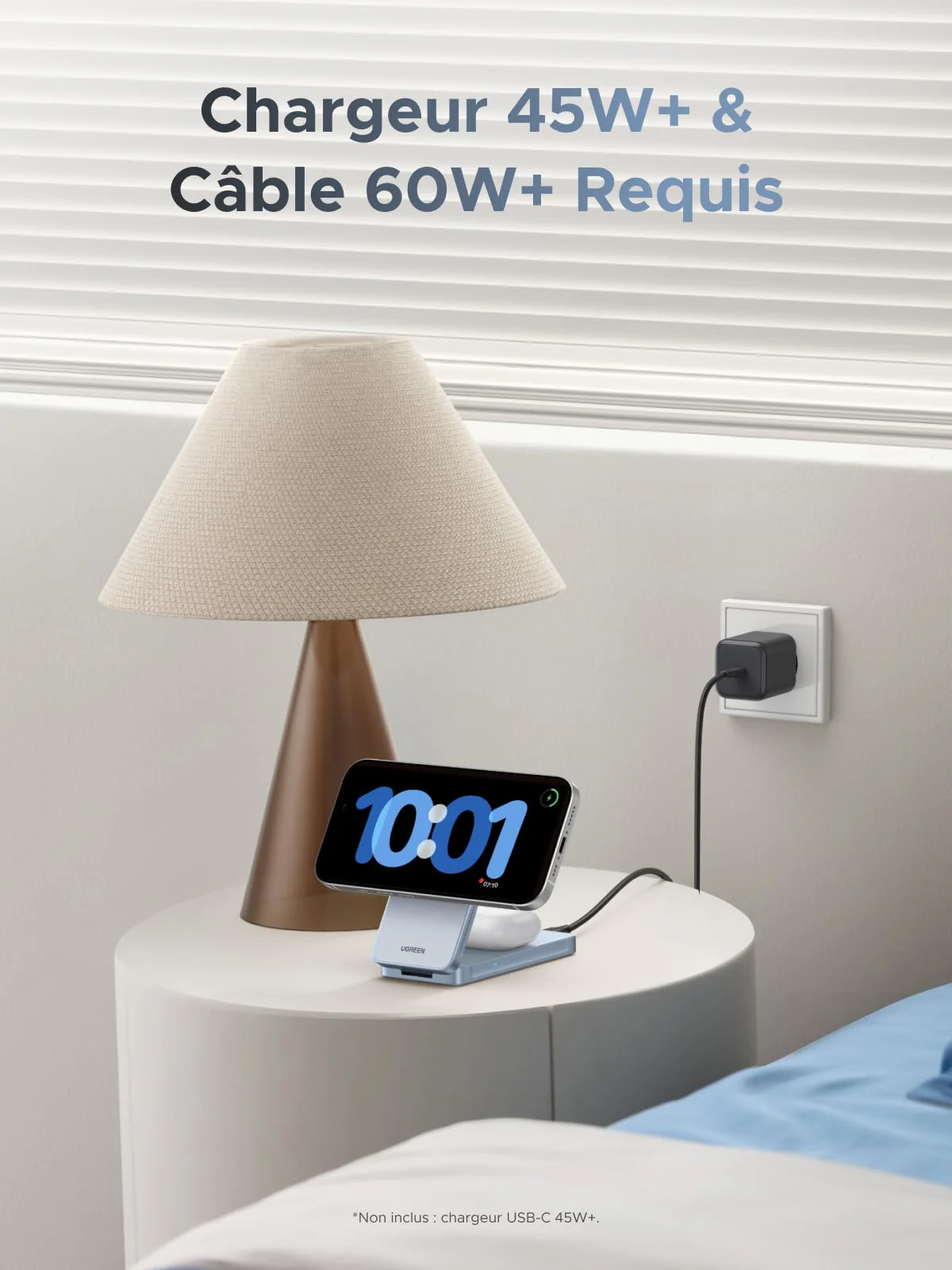 UGREEN MagFlow Chargeur Sans Fil Magnétique 2-en-1 30 W (Compatible MagSafe) - Image 6