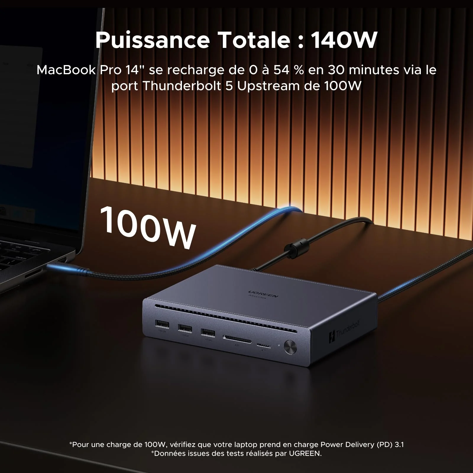 UGREEN Maxidok Station d’accueil Thunderbolt™ 5 10-en-1 avec Ethernet Gigabit – double affichage 6K/8K pour Mac et Windows - Image 6
