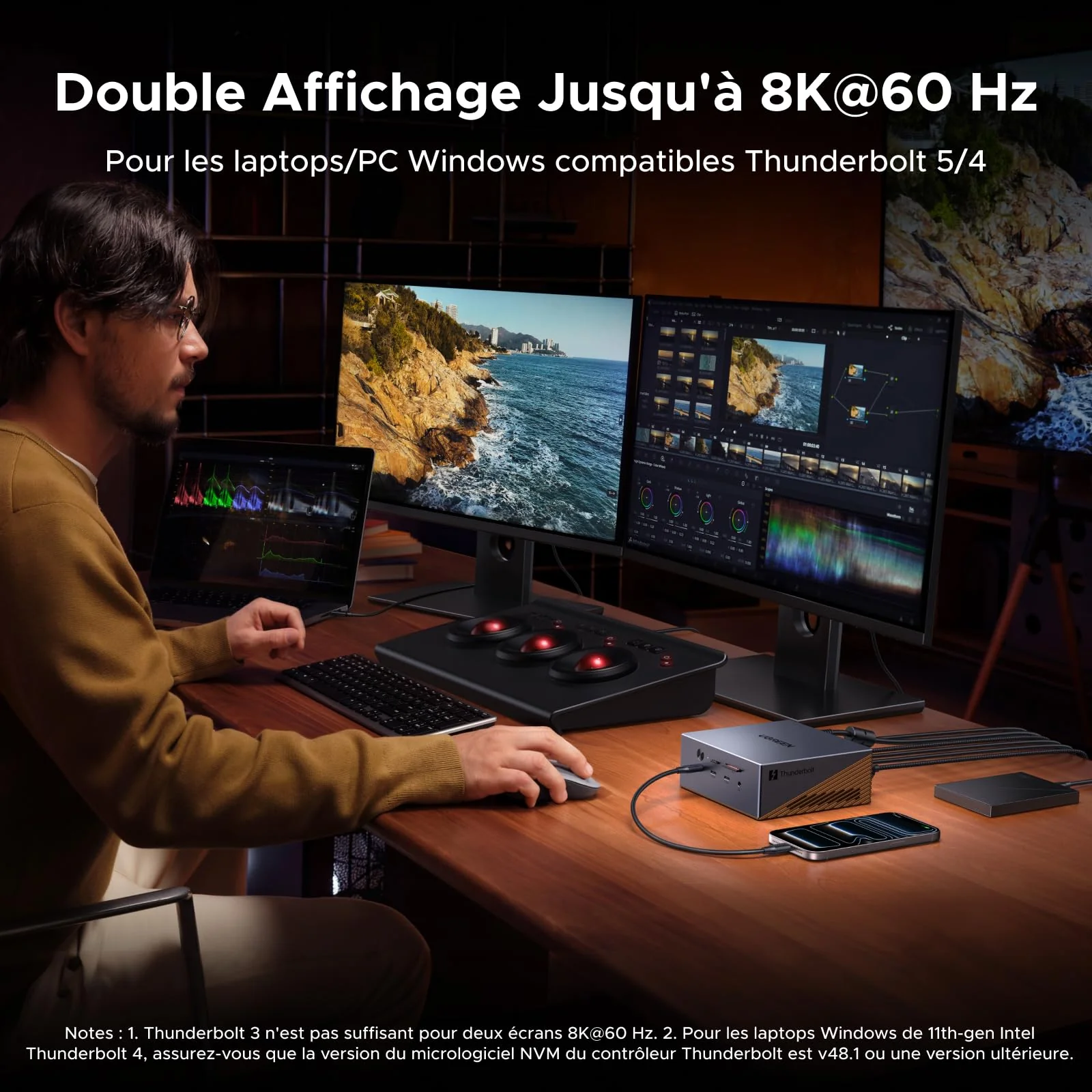 UGREEN Maxidok Station d’accueil Thunderbolt™ 5 17-en-1 – 8TB, double affichage 6K/8K pour Mac & Windows - Image 5