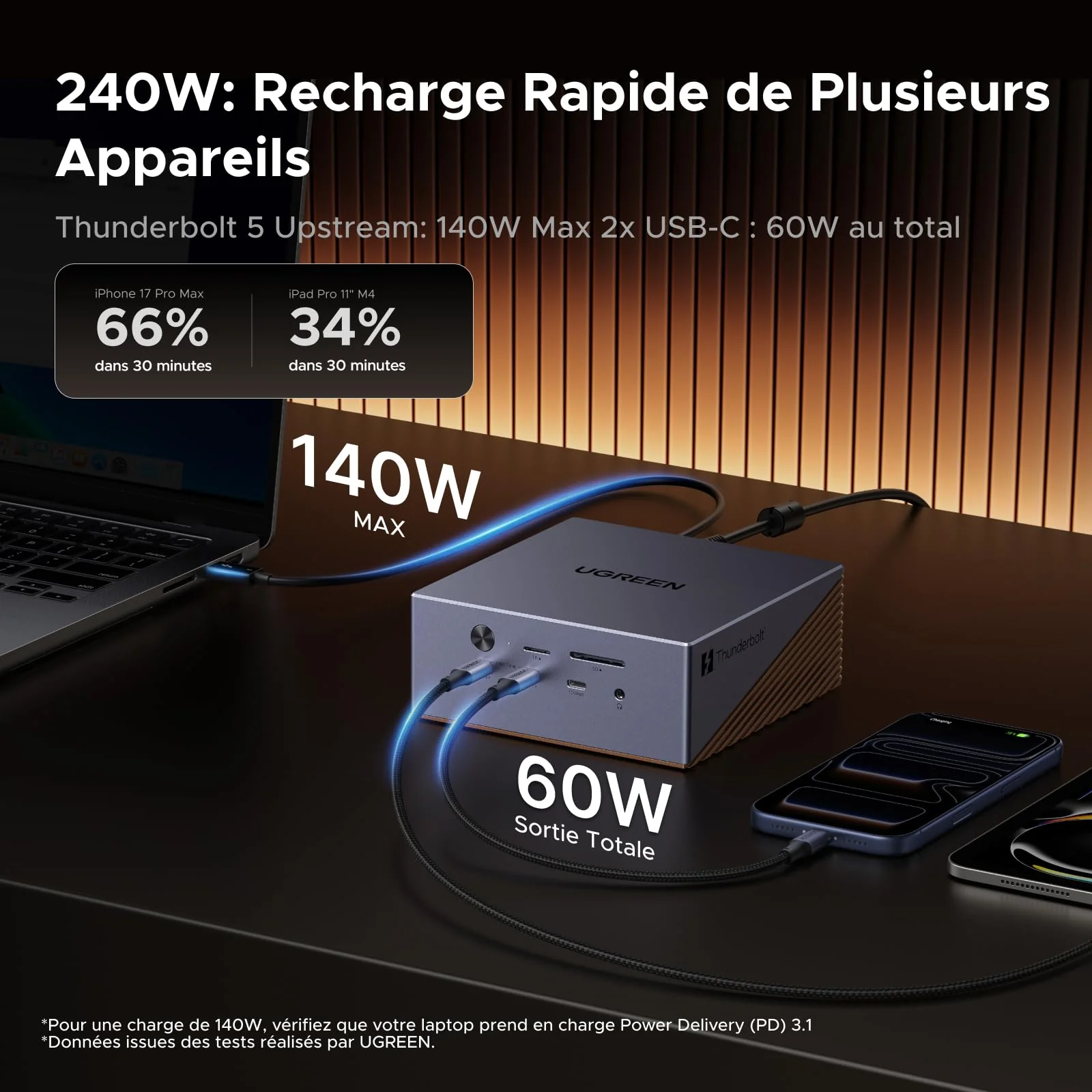 UGREEN Maxidok Station d’accueil Thunderbolt™ 5 17-en-1 – 8TB, double affichage 6K/8K pour Mac & Windows - Image 7