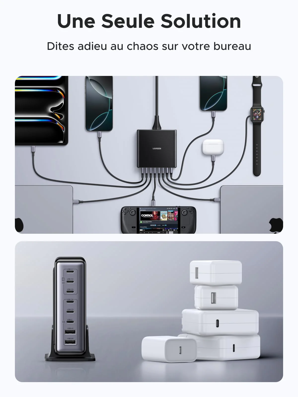 UGREEN Nexode 200W Chargeur rapide de bureau GaN 8 ports - Image 8