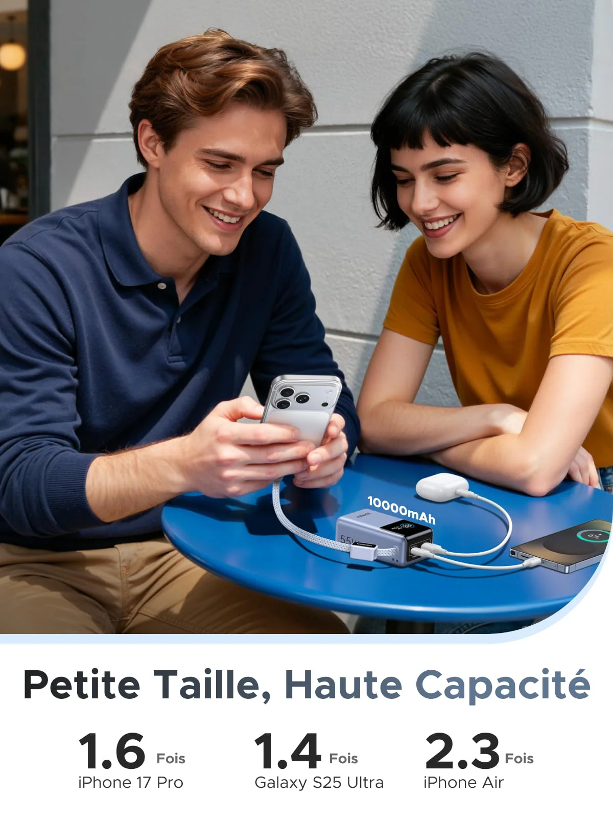 UGREEN Nexode Batterie Externe (10 000 mAh, 55 W, 3-en-1, Câble USB-C Intégré, Écran Numérique) - Image 5