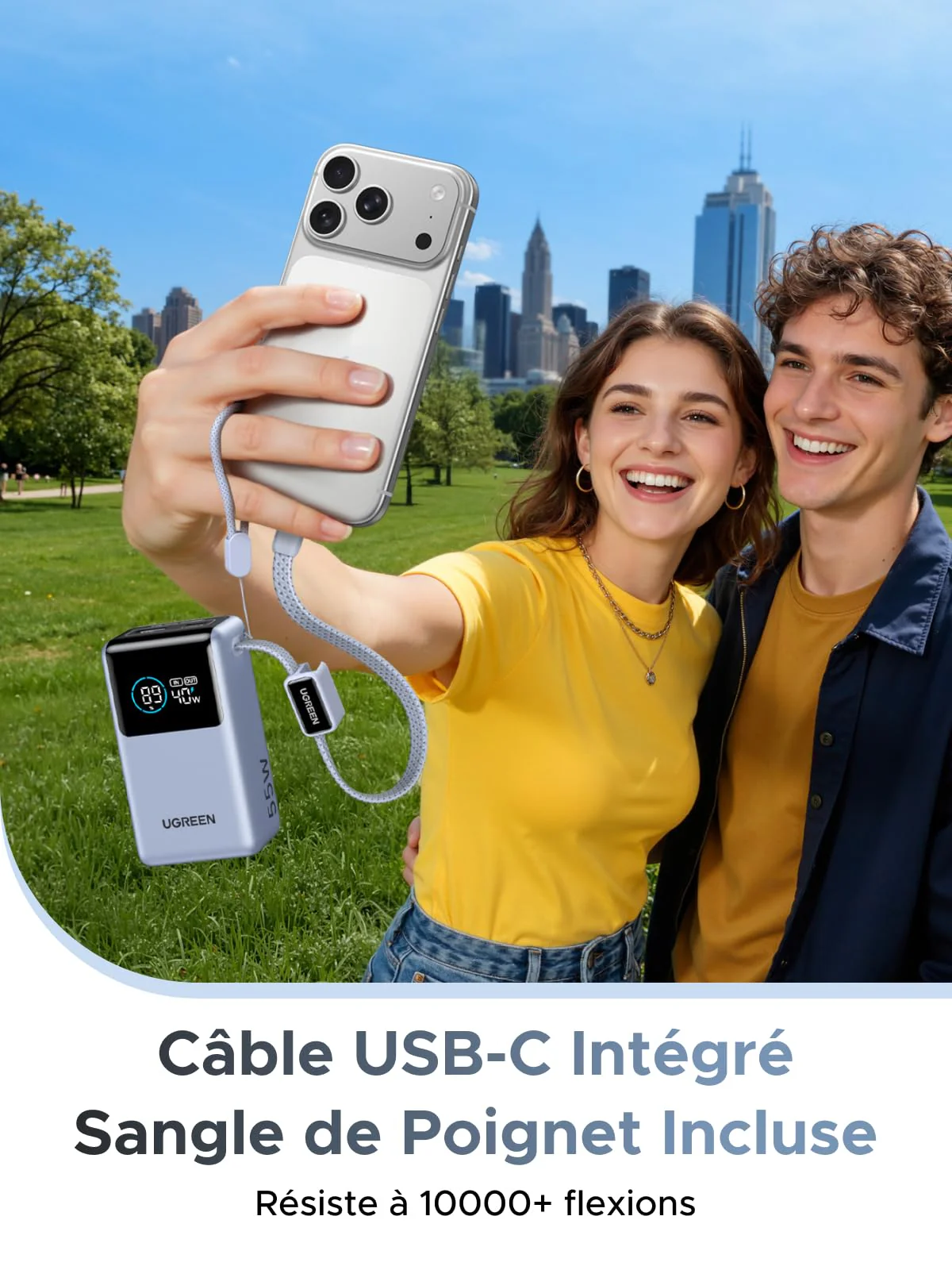 UGREEN Nexode Batterie Externe (10 000 mAh, 55 W, 3-en-1, Câble USB-C Intégré, Écran Numérique) - Image 7
