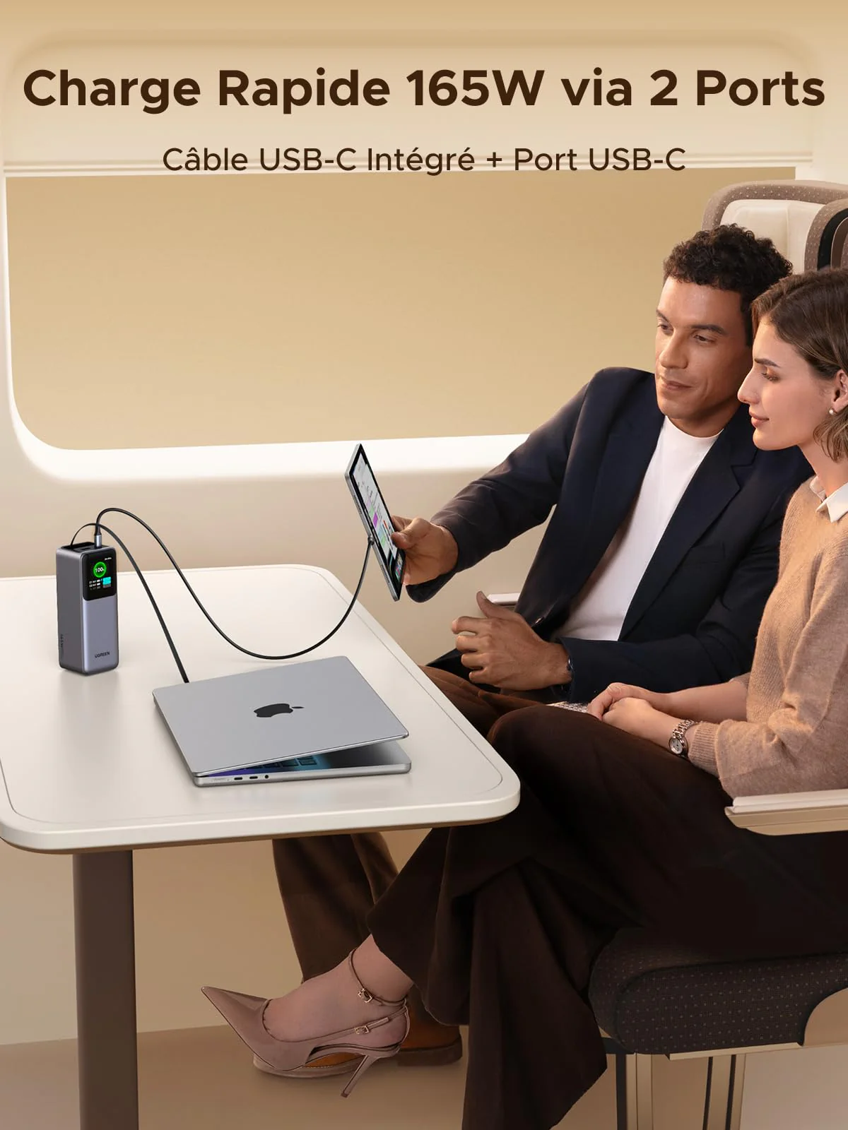 UGREEN Nexode Batterie externe 20000 mAh 165W avec câble USB-C rétractable - Image 3