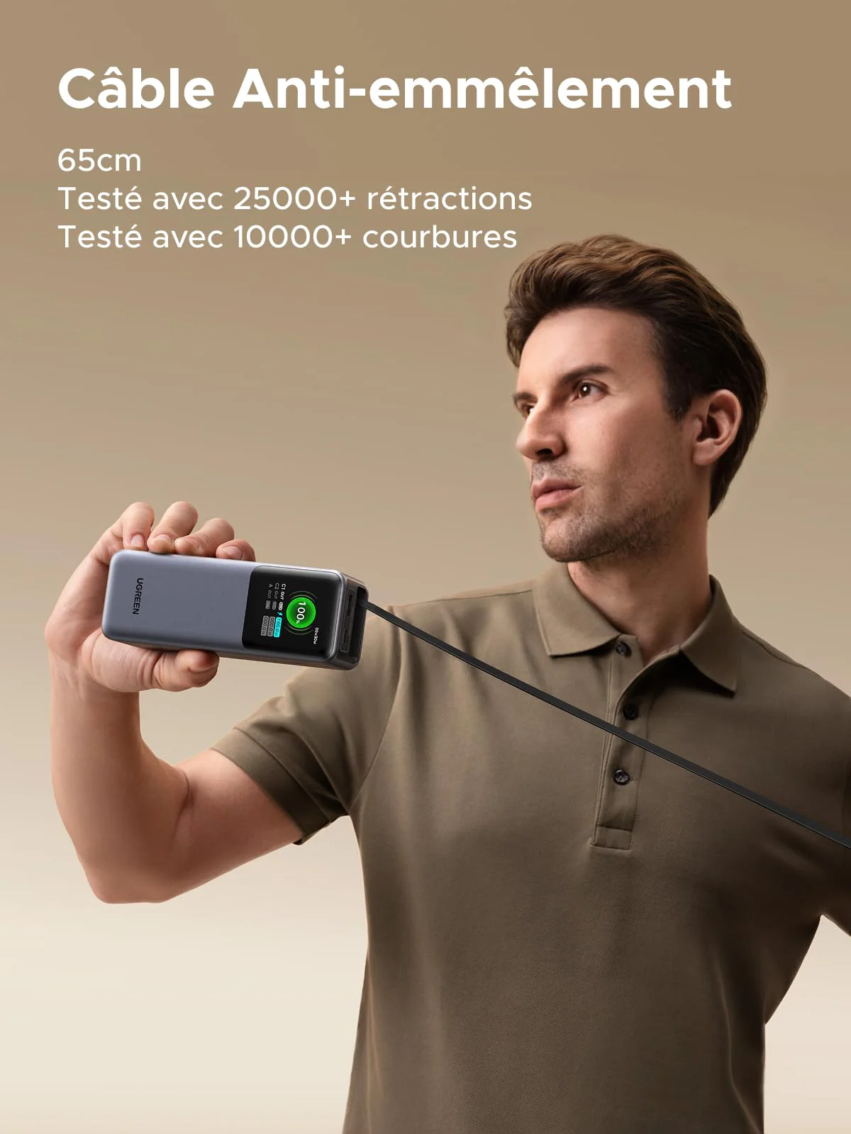 UGREEN Nexode Batterie externe 20000 mAh 165W avec câble USB-C rétractable - Image 4