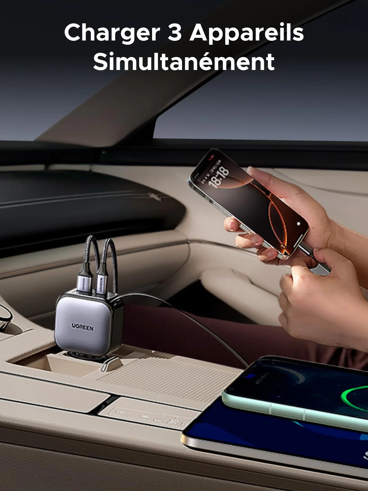 UGREEN Nexode Chargeur voiture 60W avec câble USB-C rétractable - Image 5