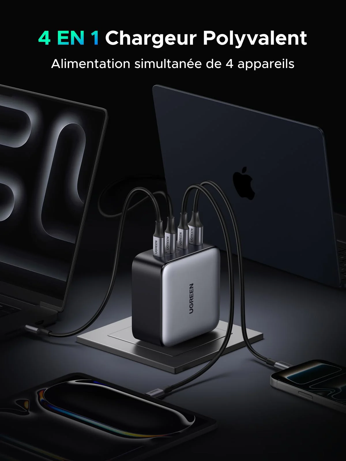 UGREEN Nexode GaN Chargeur USB-C (200 W, PD 3.1 140 W, 4-en-1) - Image 4