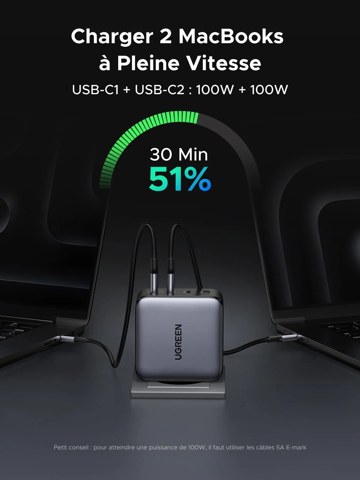UGREEN Nexode GaN Chargeur USB-C (200 W, PD 3.1 140 W, 4-en-1) - Image 5